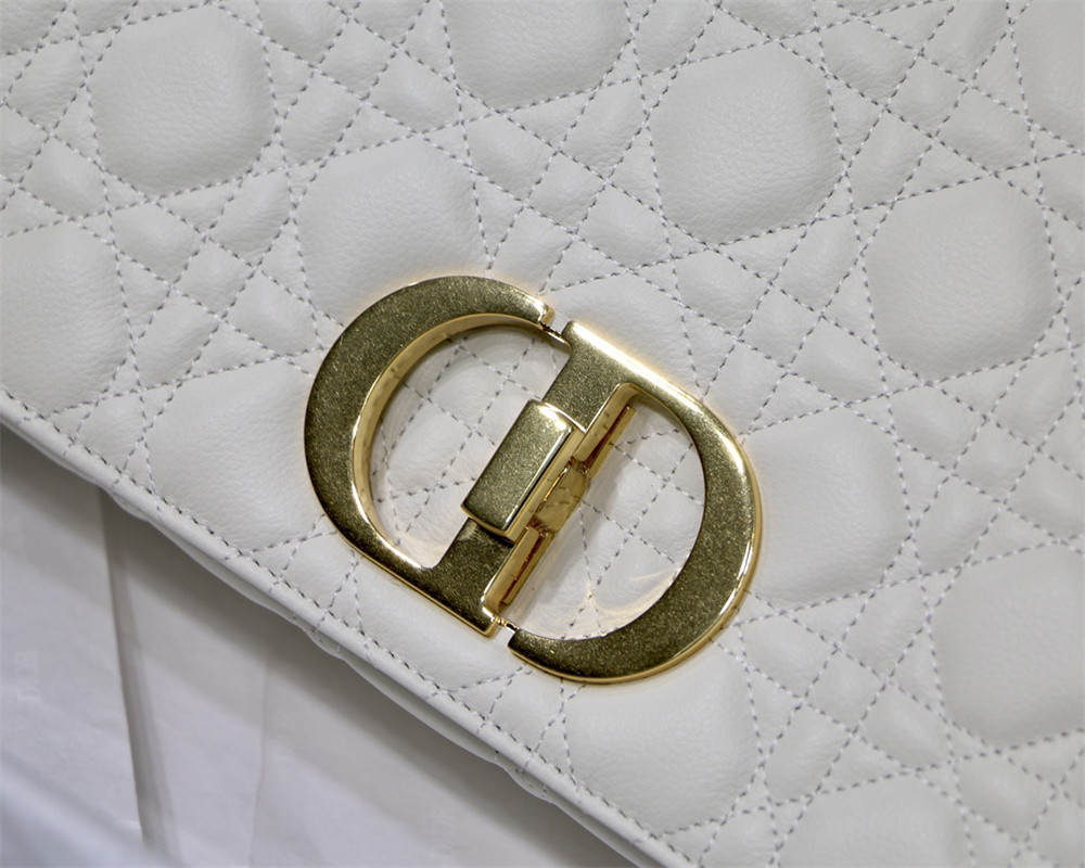 MEDIUM D10r CARO BAG Ivory S*pple Cannage Calfskin 25.5 x 15.5 x 8 cm