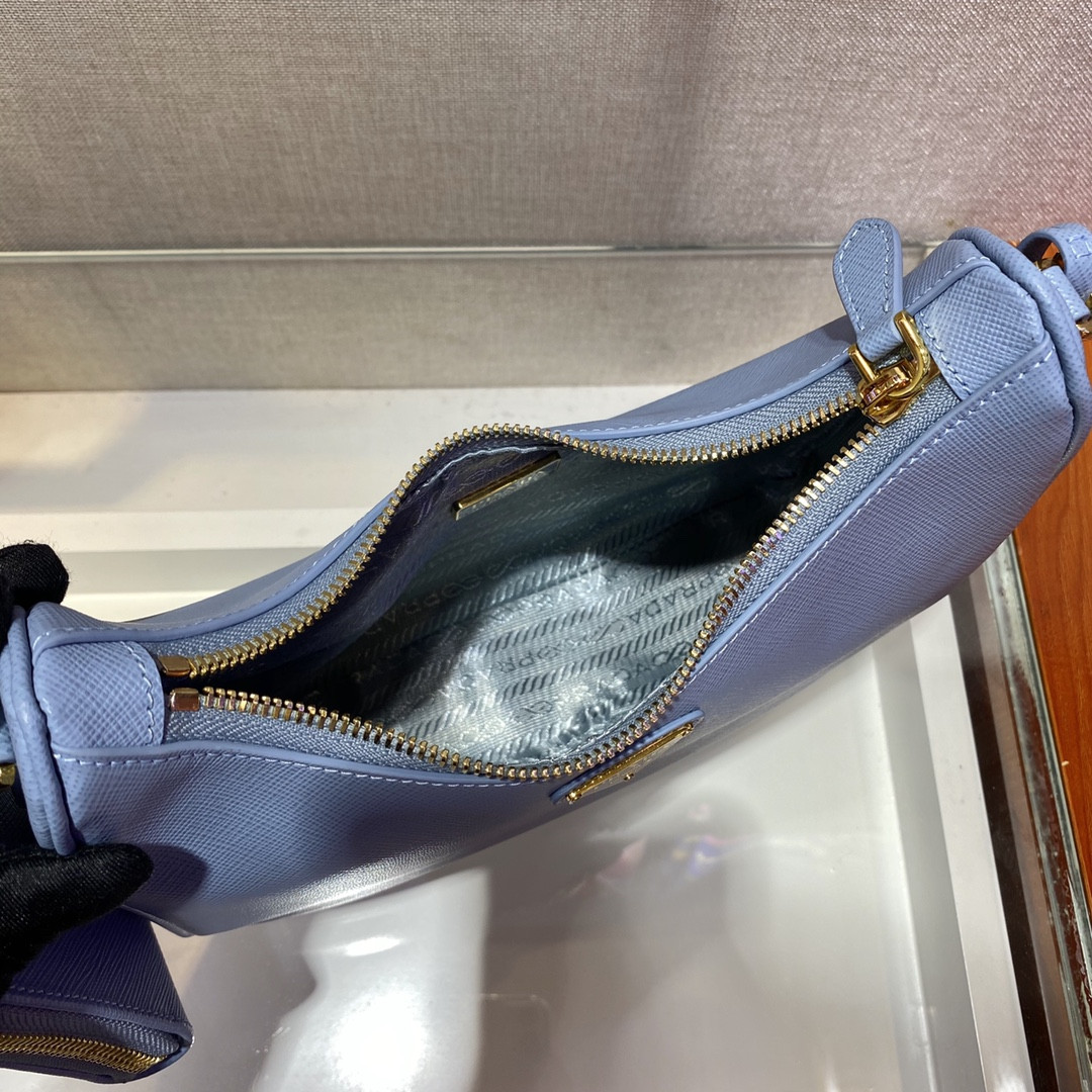 Pra*a Re-Edition 2005 Saffiano leather bag blue