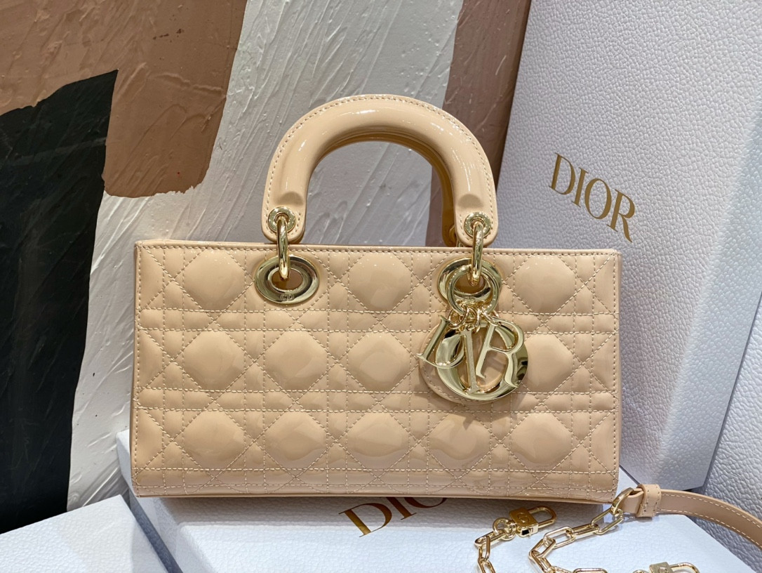 D10r SMALL LADY D-JOY BAG Biscuit Patent 26x6x14cm