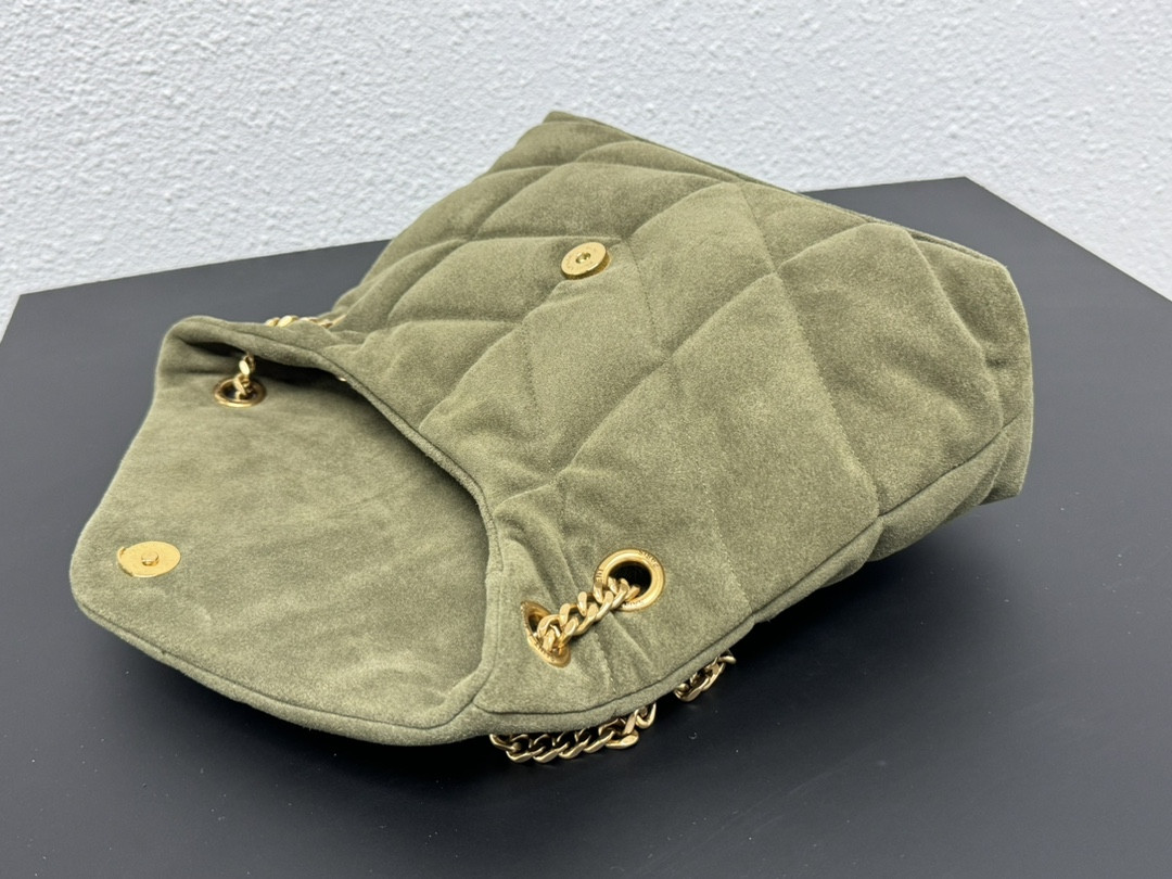 Y51 PUFFER SMALL IN SHINY VELVET PALE OLIVE