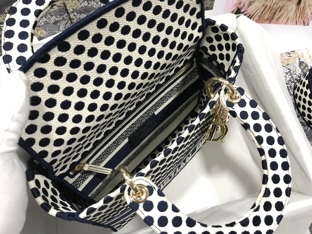 MEDIUM D10r LADY D-LITE BAG polka dots  24 x 20 x 11 cm
