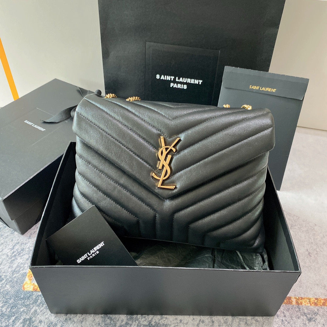 Y51 LOULOU MEDIUM IN QUILTED LEATHER BLACK 12.5 X 8.6 X 3.5 INCHES