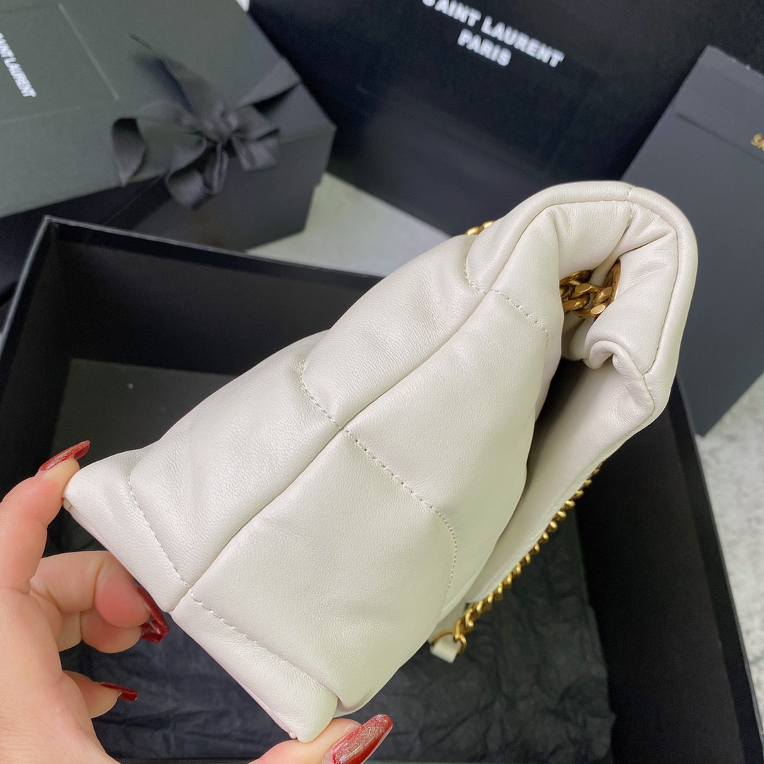 Y51 PUFFER SMALL IN NAPPA LEATHER WHITE 11.4 X 6.6 X 4.3 INCHES