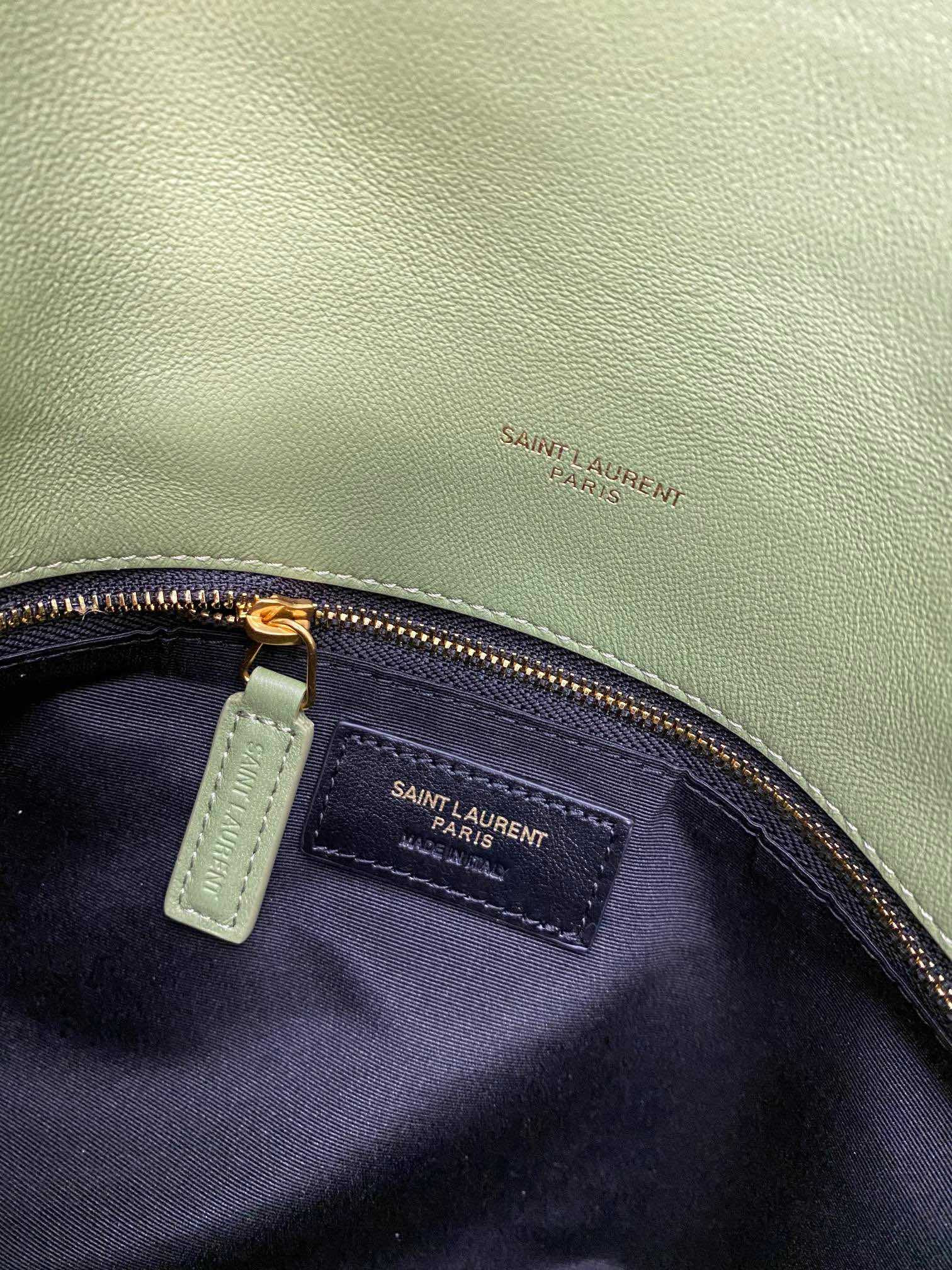 Y51 PUFFER MEDIUM IN NAPPA LEATHER LIGHT GREEN 13.7 X 9 X 5.3 INCHES