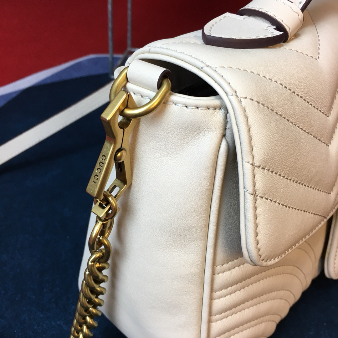 Gvc*1 GG MARMONT SMALL SHOULDER BAG WHITE 10"W x 6"H x 3"D