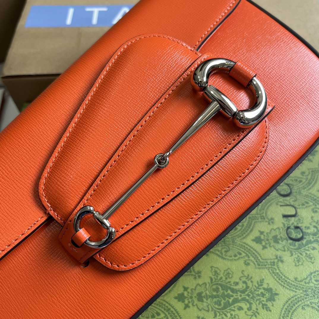 Gvc*1 HORSEBIT 1955 SMALL SHOULDER BAG ORANGE 10.4"W x 6.7-4.1"H x 3.1-1.6"D