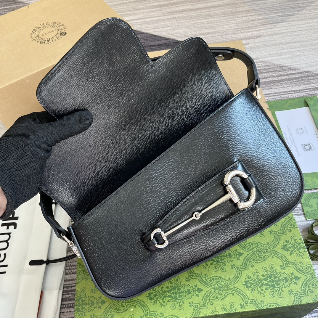 Gvc*1 HORSEBIT 1955 SMALL SHOULDER BAG Black 10.4"W x 6.7-4.1"H x 3.1-1.6"D