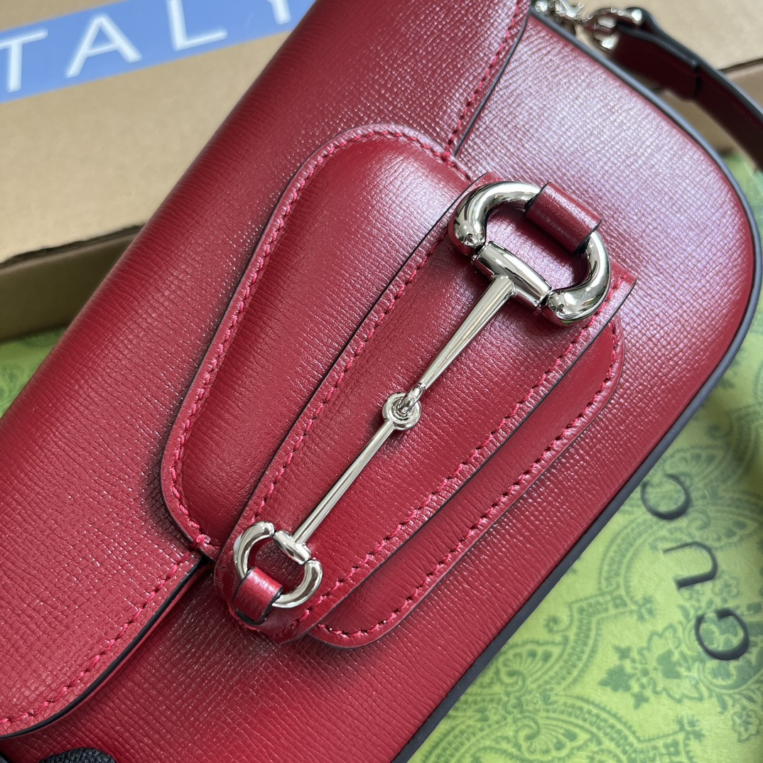 Gvc*1 HORSEBIT 1955 MINI SHOULDER BAG RED 7.7"W x 5-3.1"H x 2.4-1.2"D