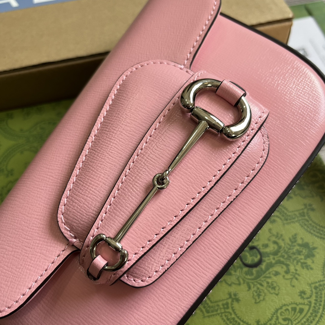 Gvc*1 HORSEBIT 1955 MINI SHOULDER BAG PINK 7.7"W x 5-3.1"H x 2.4-1.2"D