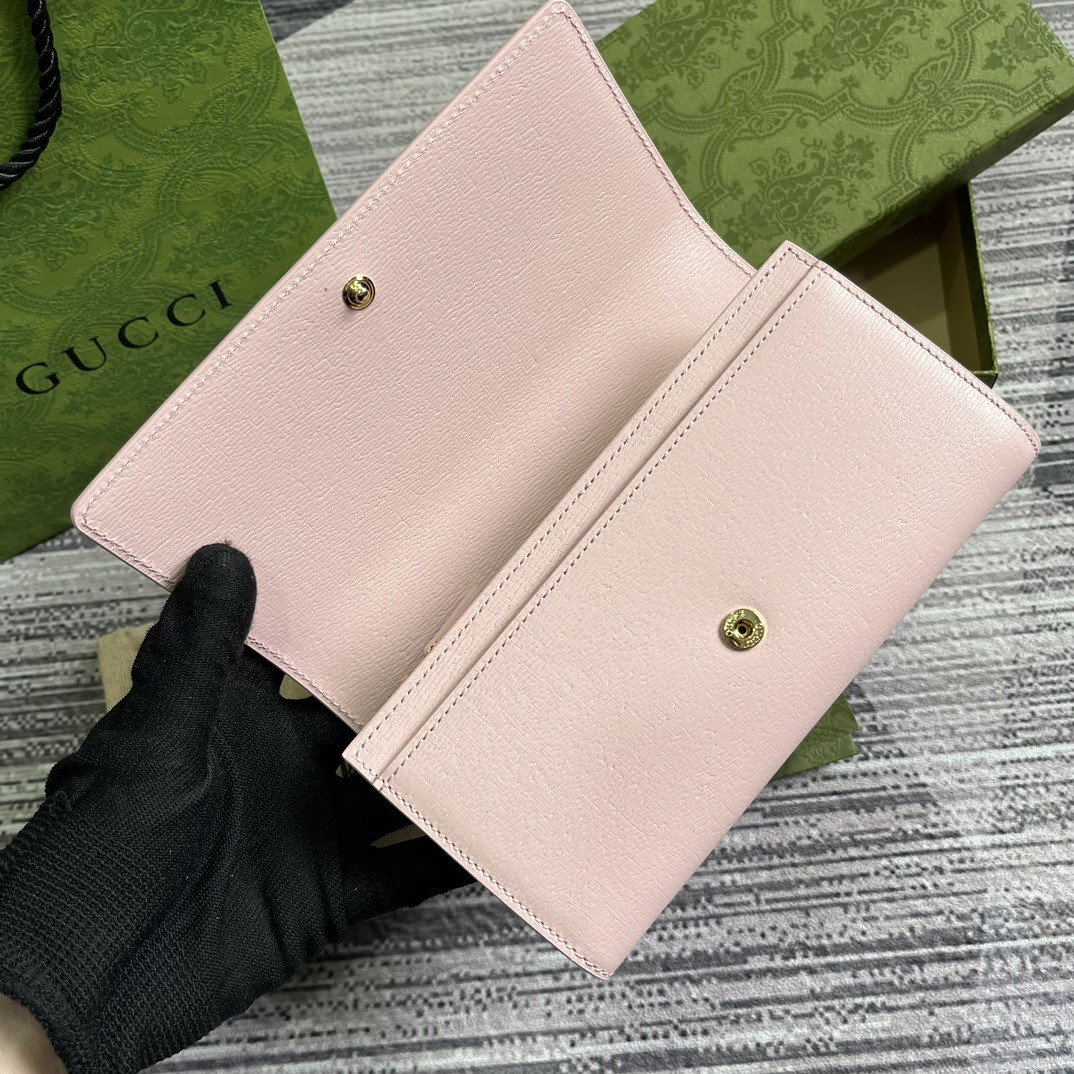 CONTINENTAL WALLET WITH Gvc*1 SCRIPT pink 7.5"W x 4"H x 1.4"D