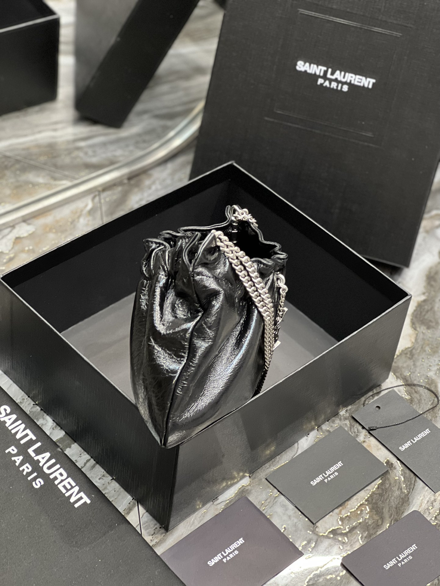 Y51 Mini leather shoulder bag Black 24x14x4 cm