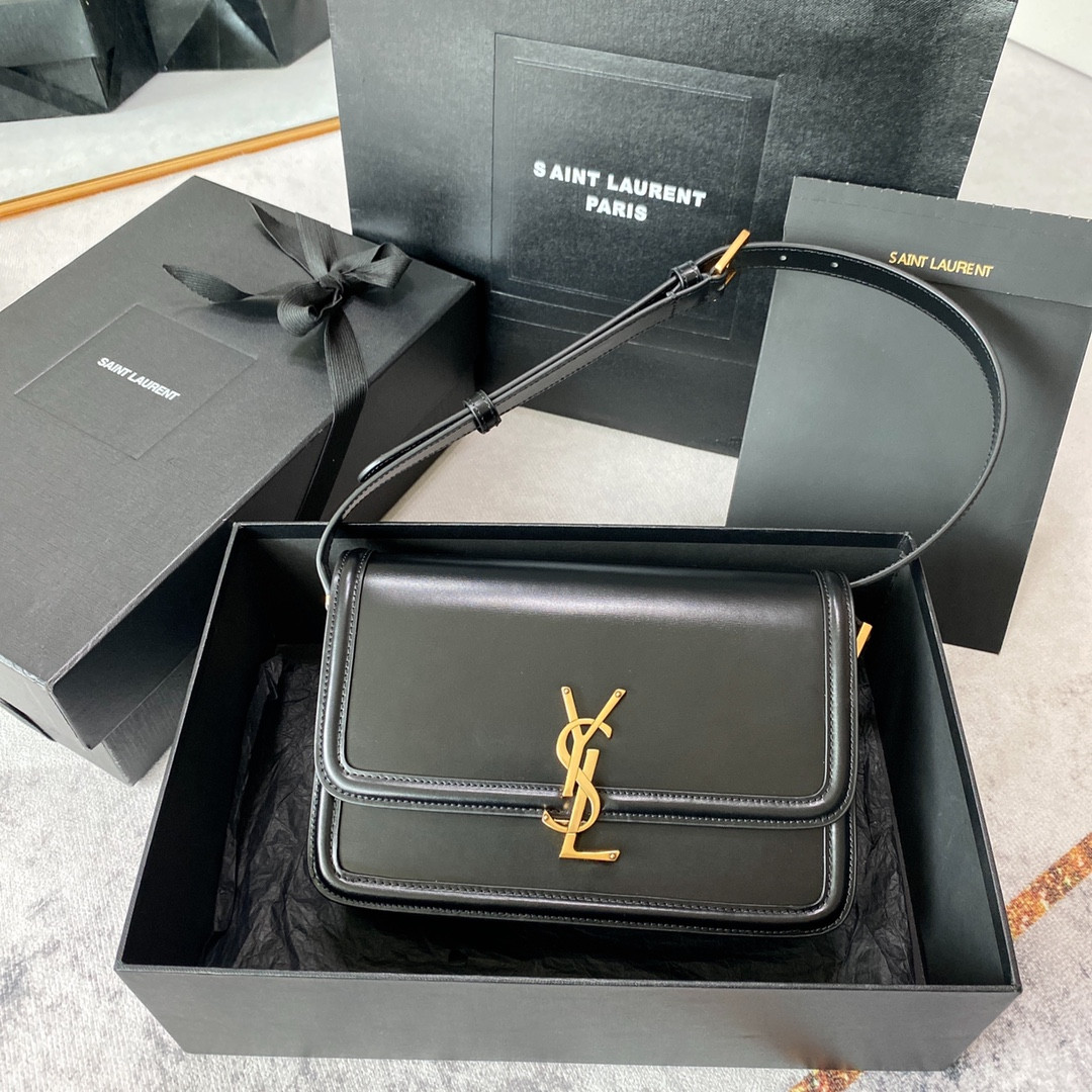 Y51 SOLFERINO MEDIUM SATCHEL IN BOX Sa1nt Lau*nt BLACK 9.1 X 6.3 X 2.4 INCHES
