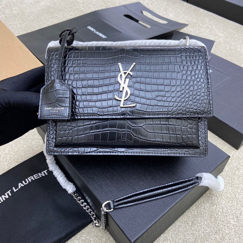 Y51 SUNSET MEDIUM IN CROCODILE-EMBOSSED LEATHER 8 X 6.2 X 2.5 INCHES