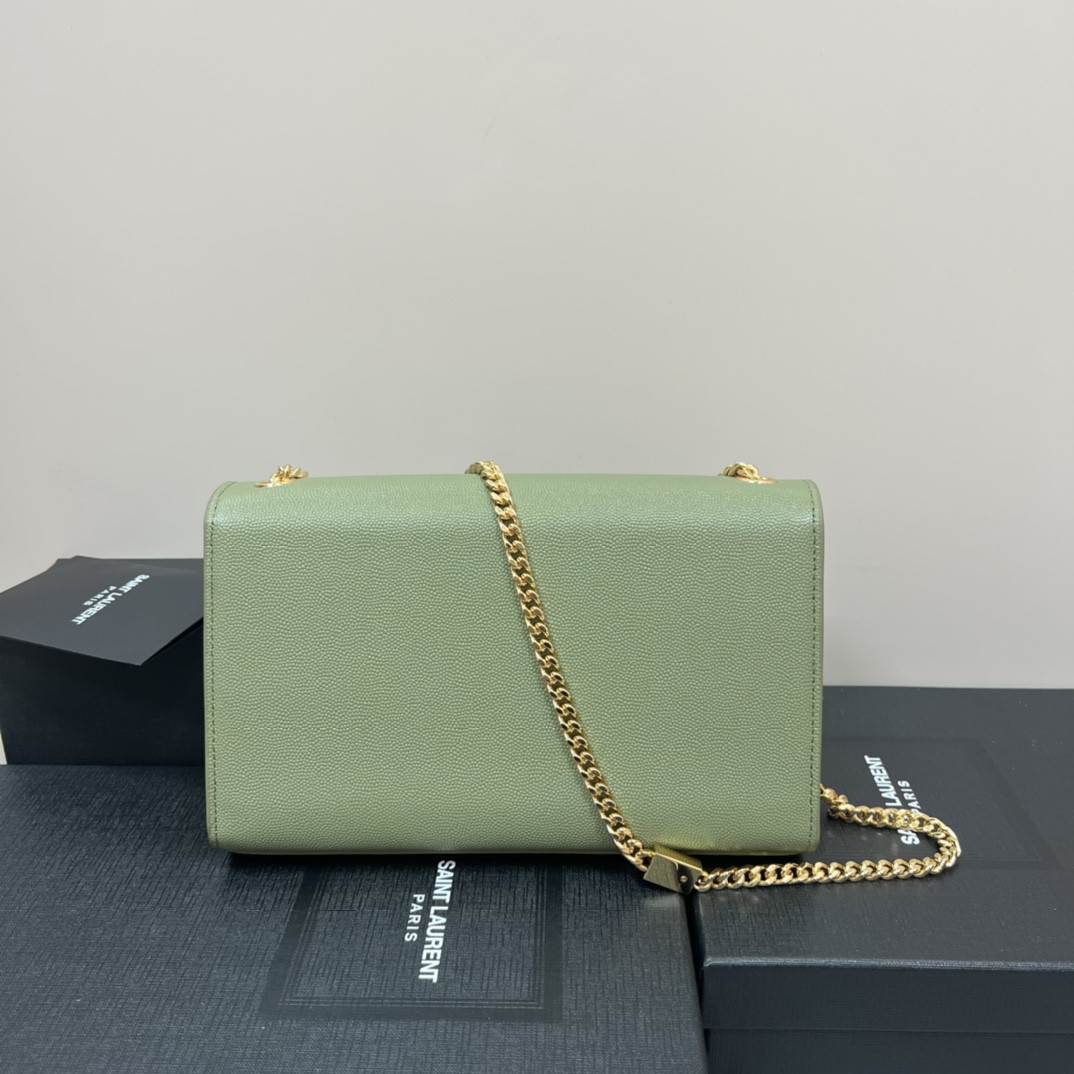 Y51 KATE MEDIUM IN GRAIN DE POUDRE EMBOSSED LEATHER GREEN 9.4 X 5.7 X 2.1 INCHES