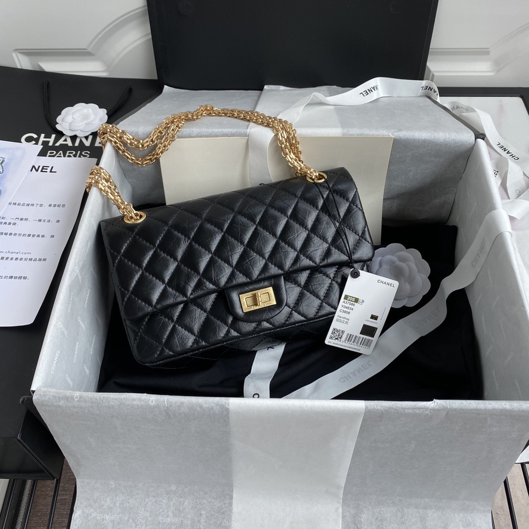 Ch**el 2.55 HANDBAG Black 6.2 × 9.4 × 2.9 in