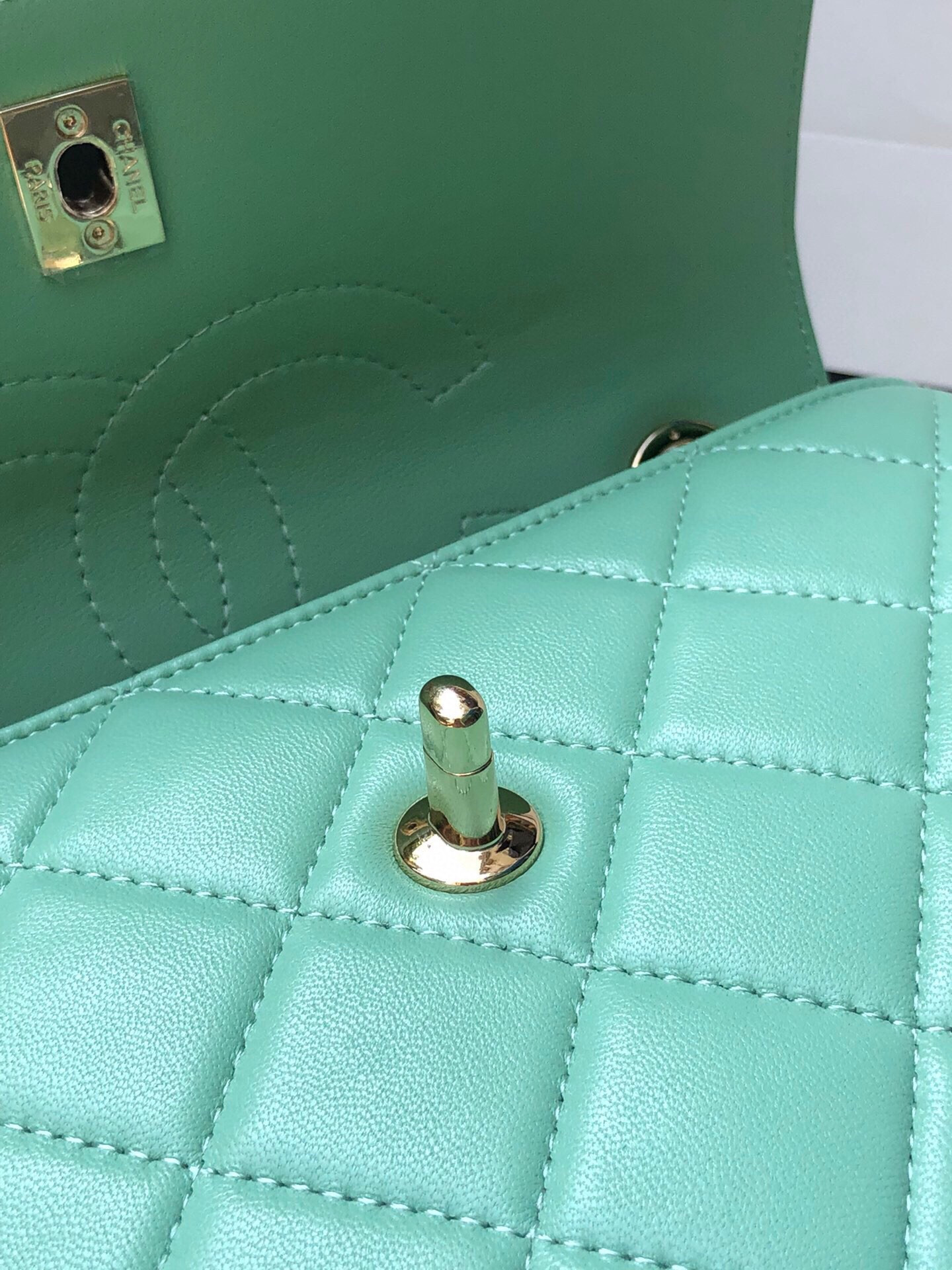 Ch**el FLAP BAG WITH TOP HANDLE 6.6 × 9.8 × 4.7 in