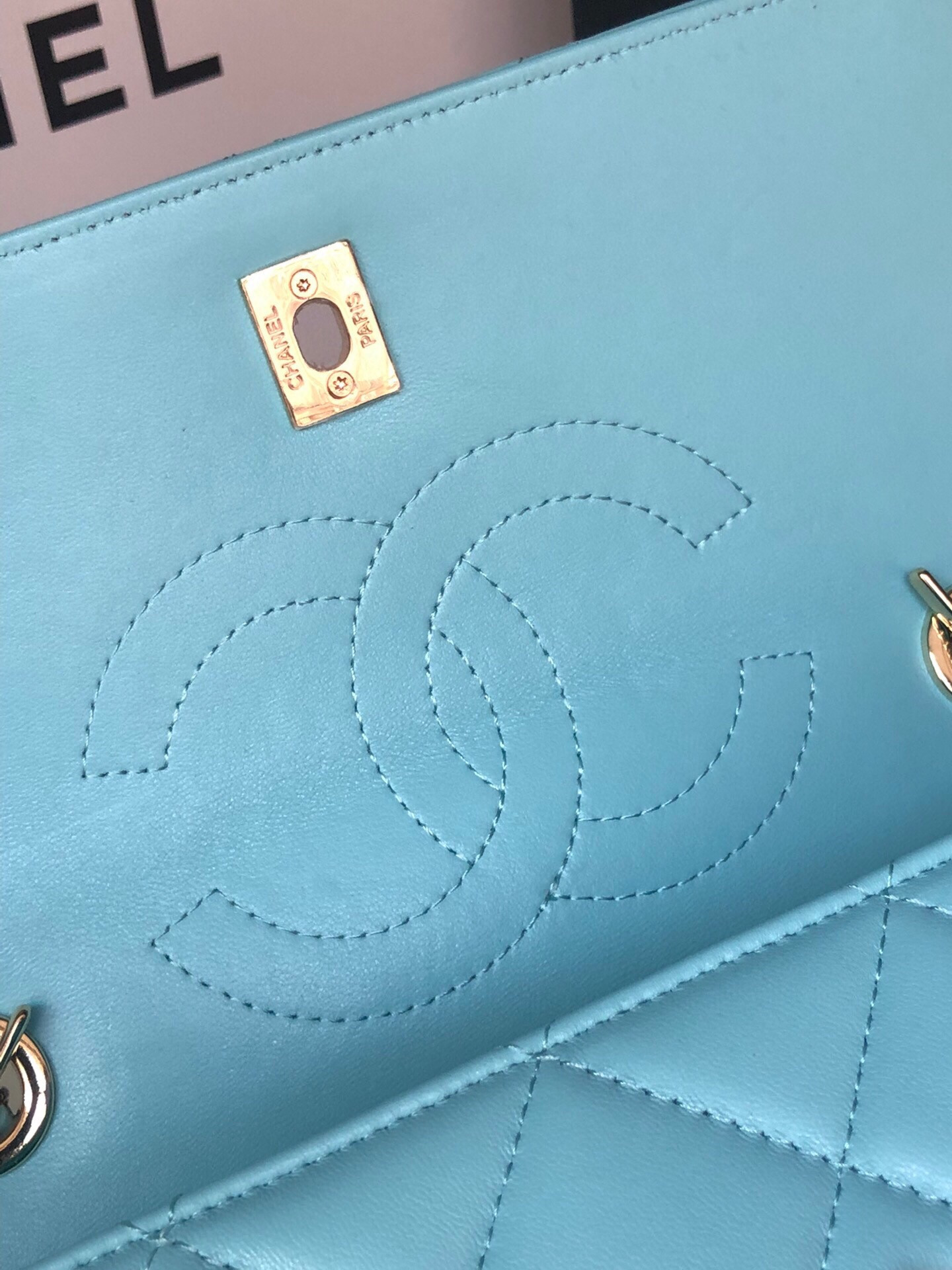 Ch**el FLAP BAG WITH TOP HANDLE 6.6 × 9.8 × 4.7 in