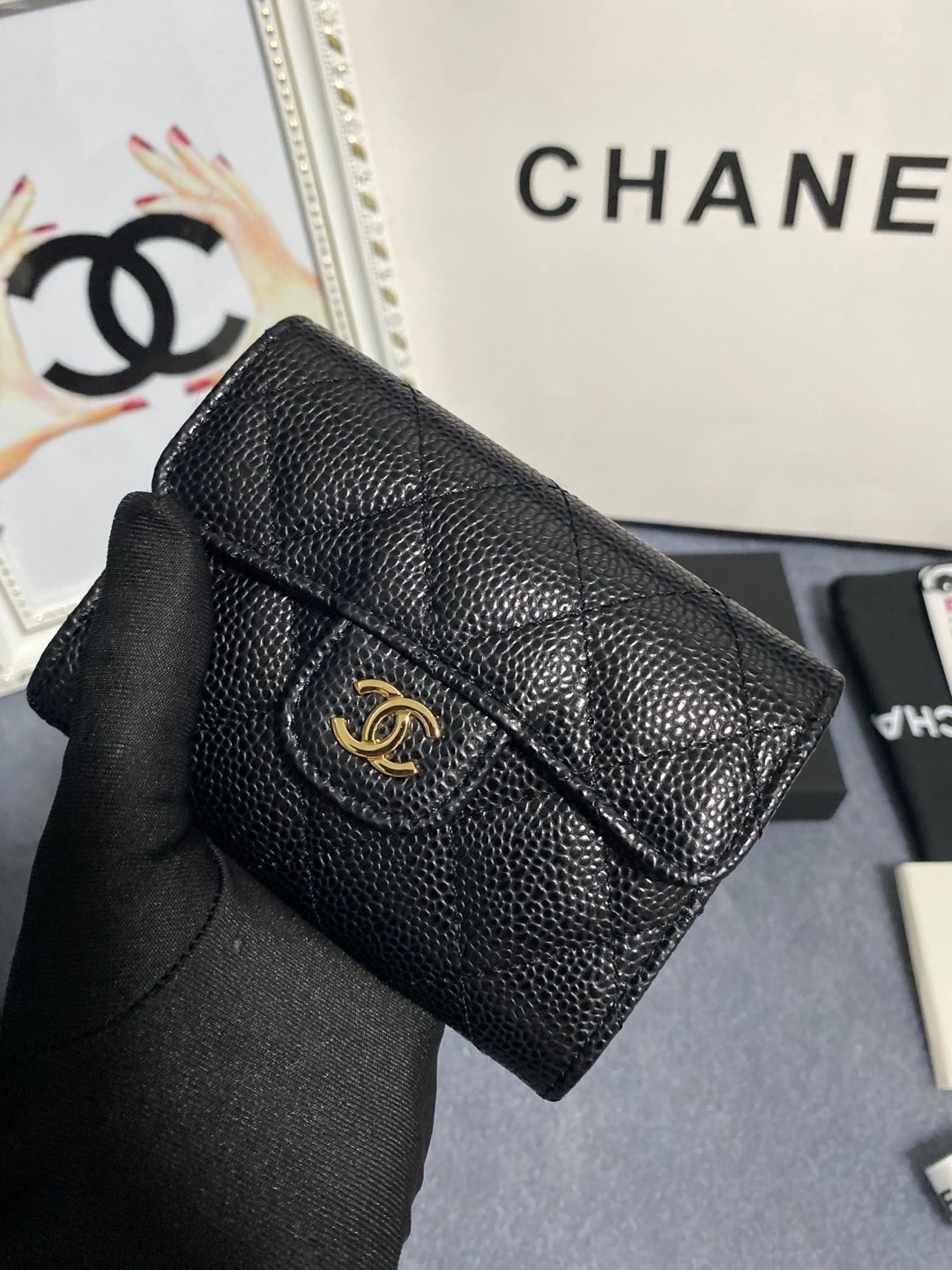 Ch**el flap wallet 12 x 8.5cm