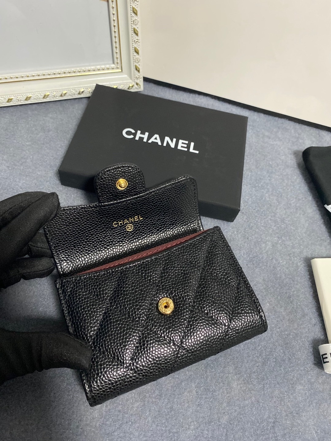 Ch**el flap wallet 12 x 8.5cm