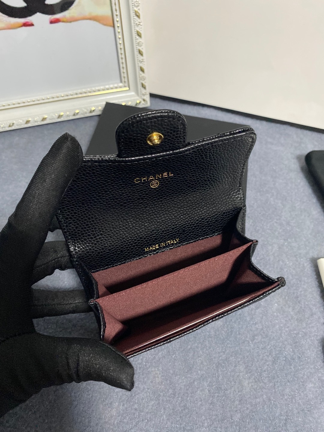 Ch**el flap wallet 12 x 8.5cm
