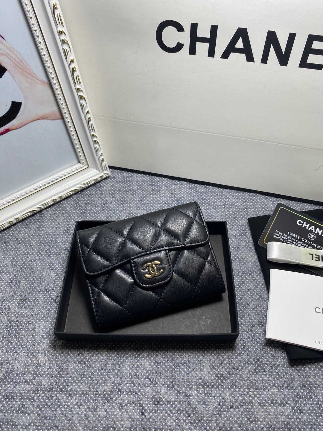 Ch**el flap wallet 12 x 8.5cm