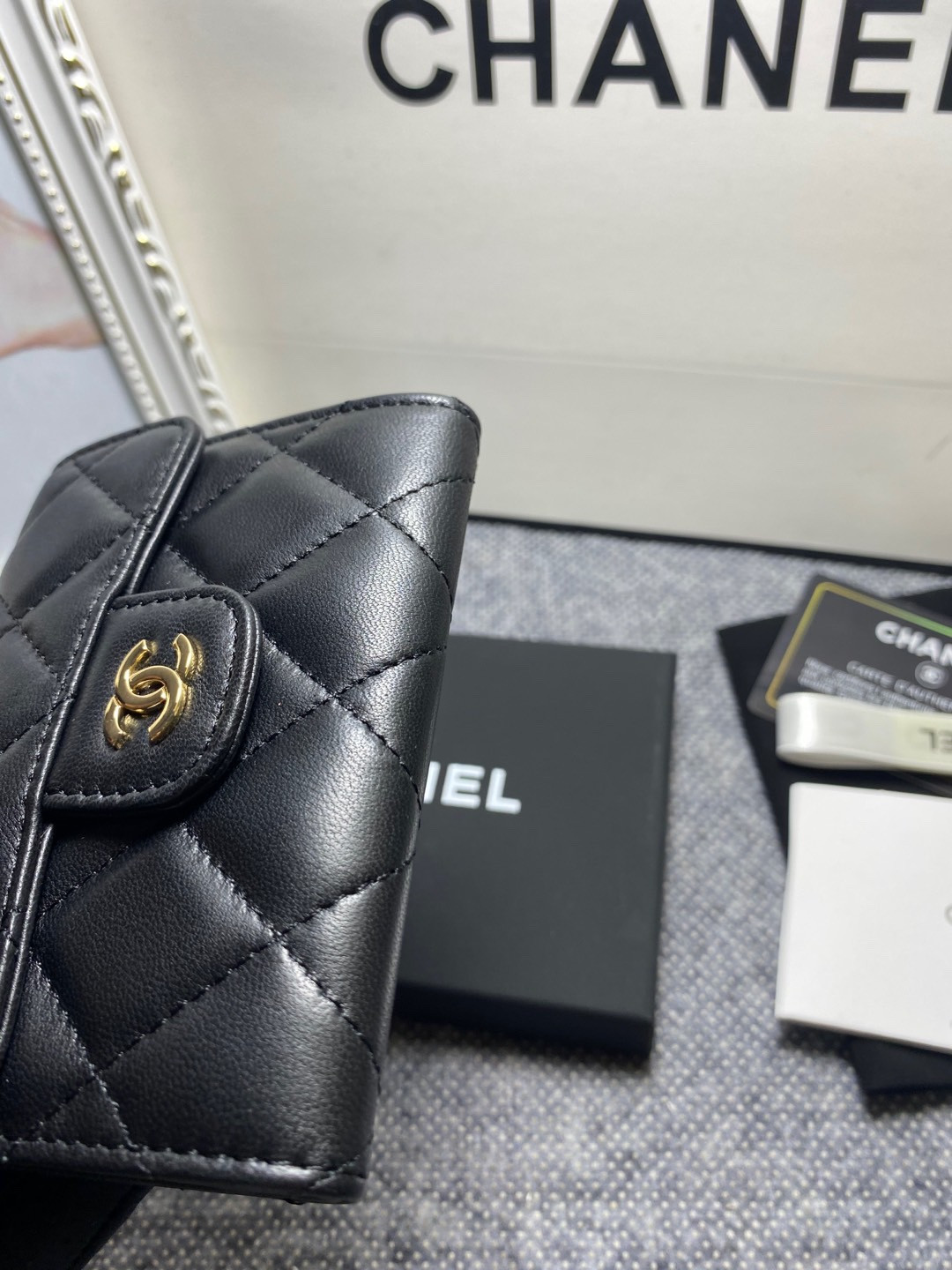 Ch**el flap wallet 12 x 8.5cm