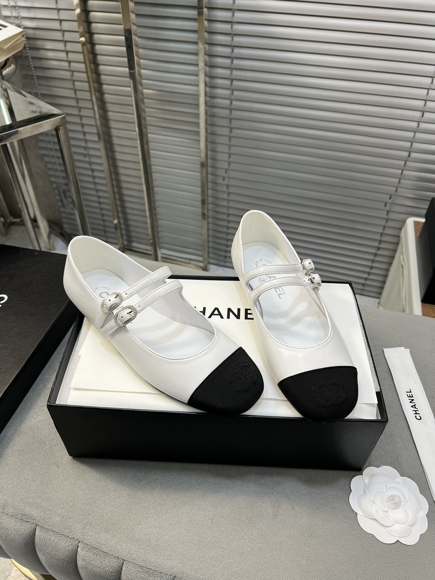 UA Ch**el MARY JANES  Lambskin & Grosgrain