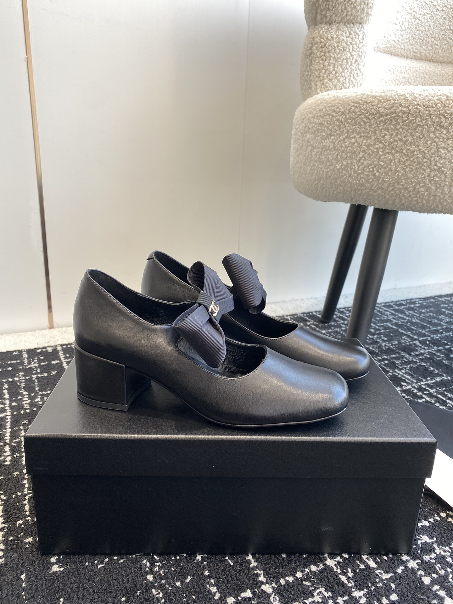 UA Ch**el MARY JANES Calfskin & Grosgrain