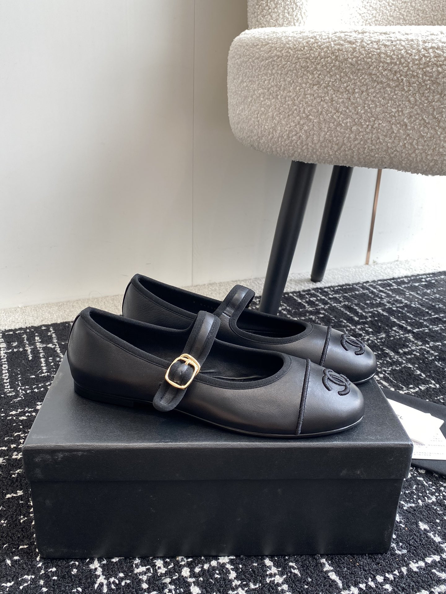 UA Ch**el MARY JANES Lambskin Black