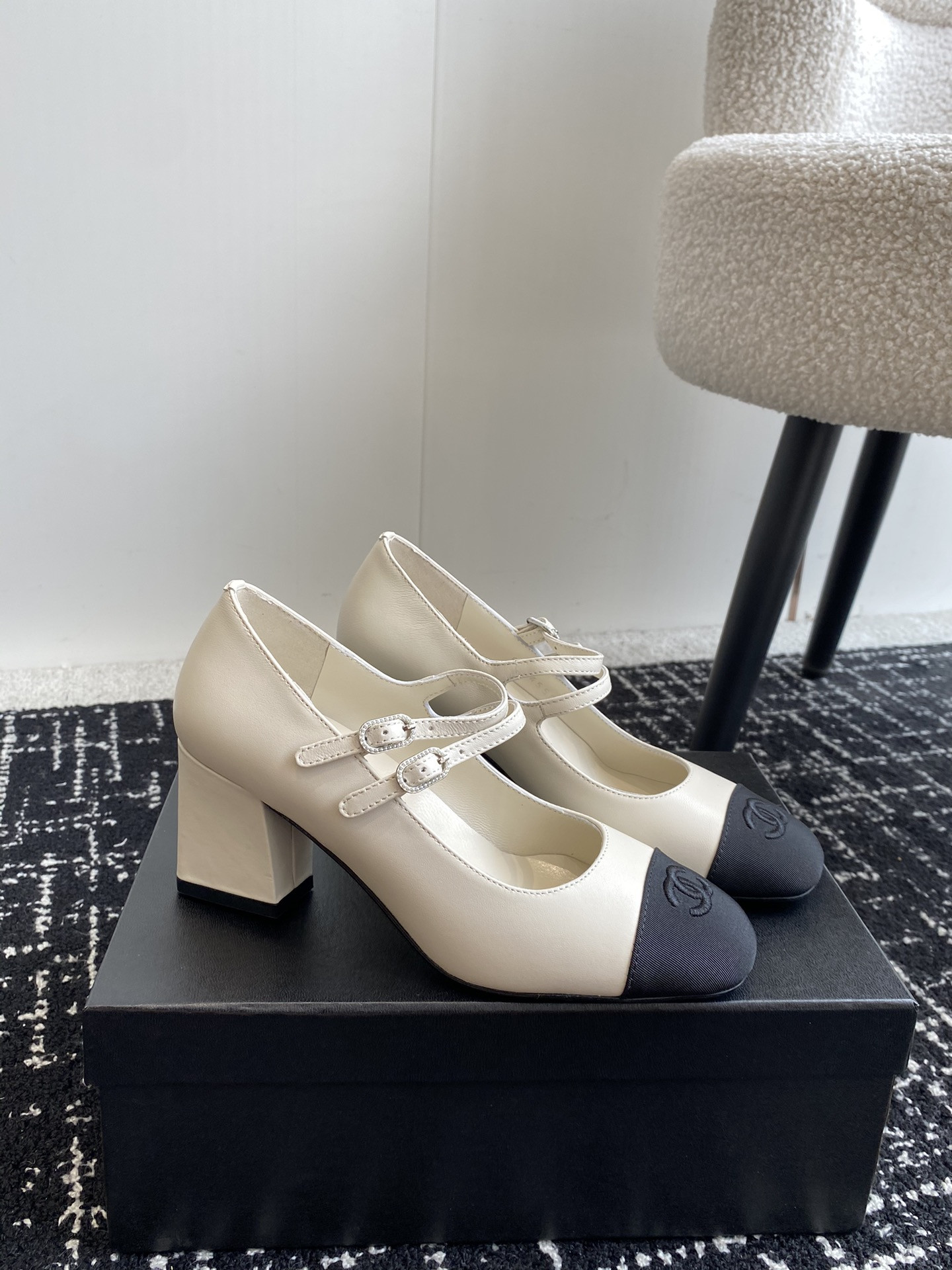 UA Ch**el MARY JANES Lambskin & Grosgrain