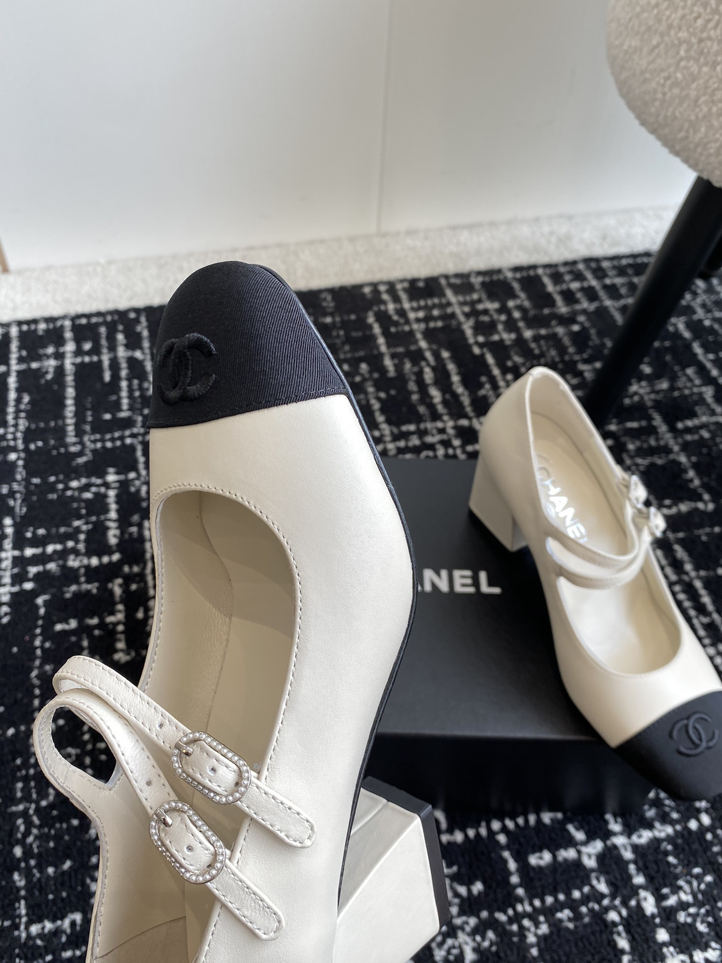 UA Ch**el MARY JANES Lambskin & Grosgrain