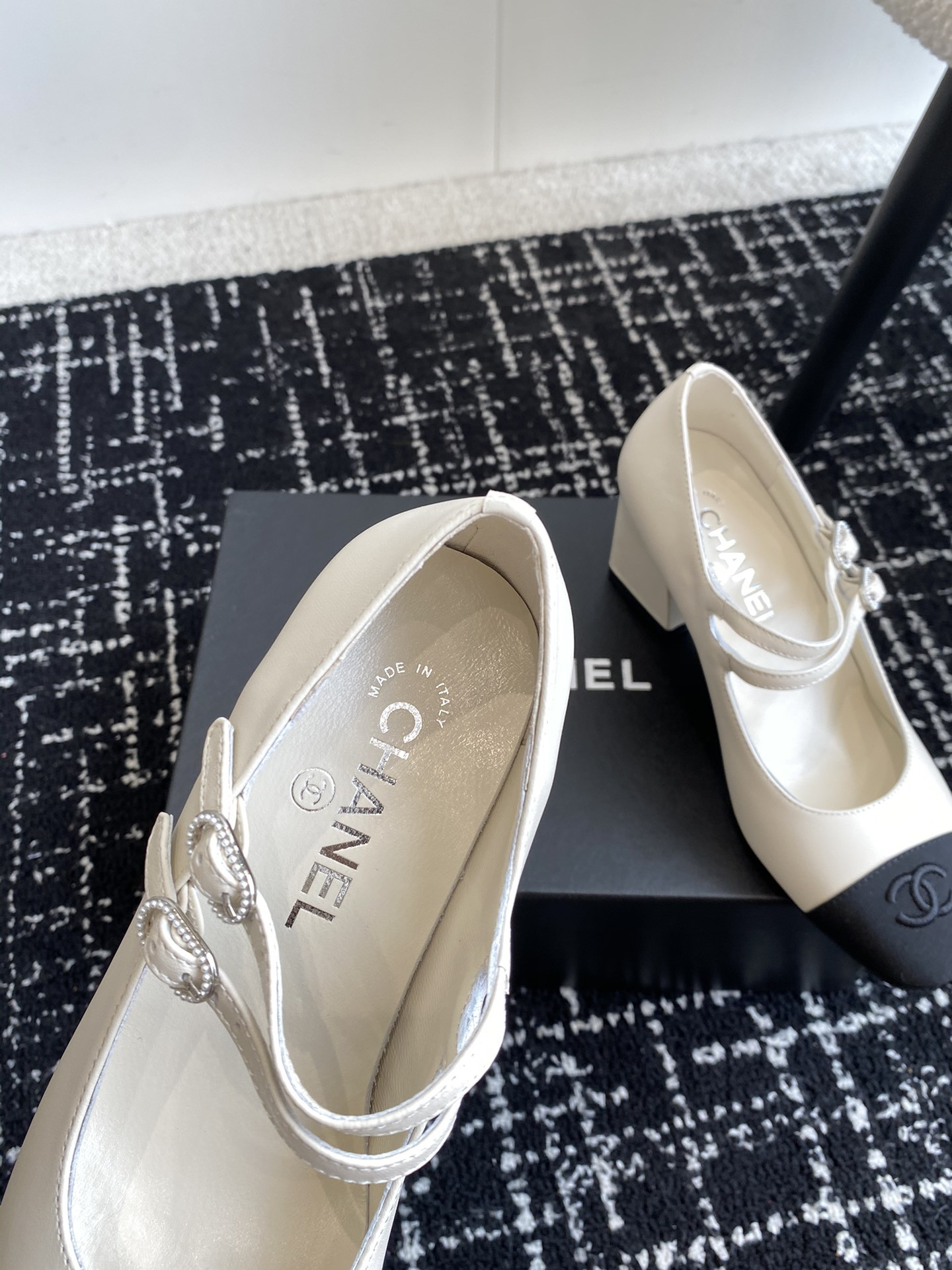 UA Ch**el MARY JANES Lambskin & Grosgrain