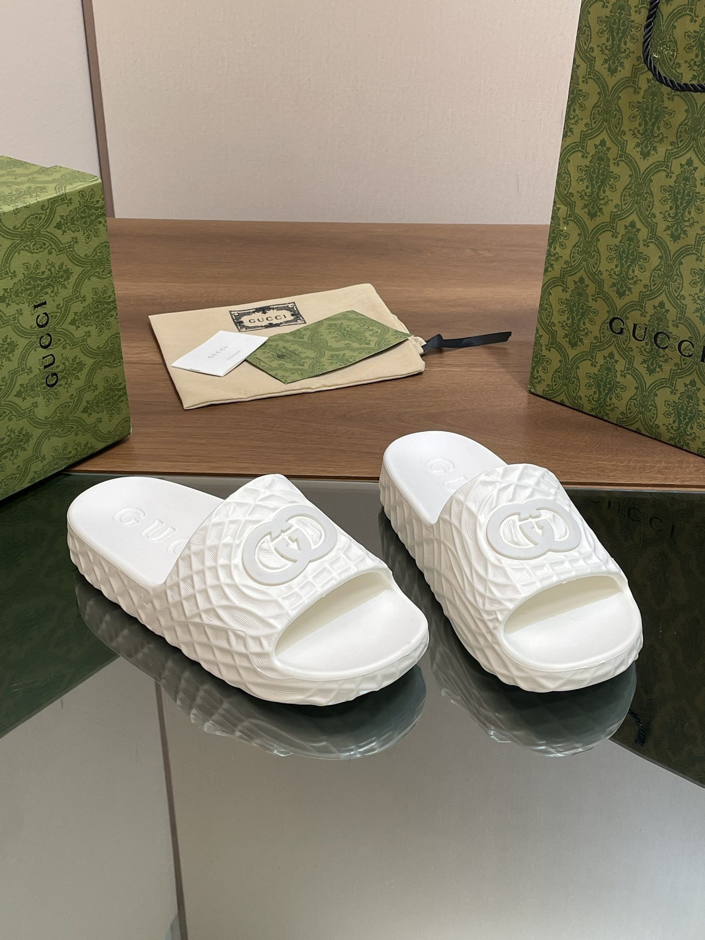 UA Gvc*1 INTERLOCKING G SLIDE SANDAL White