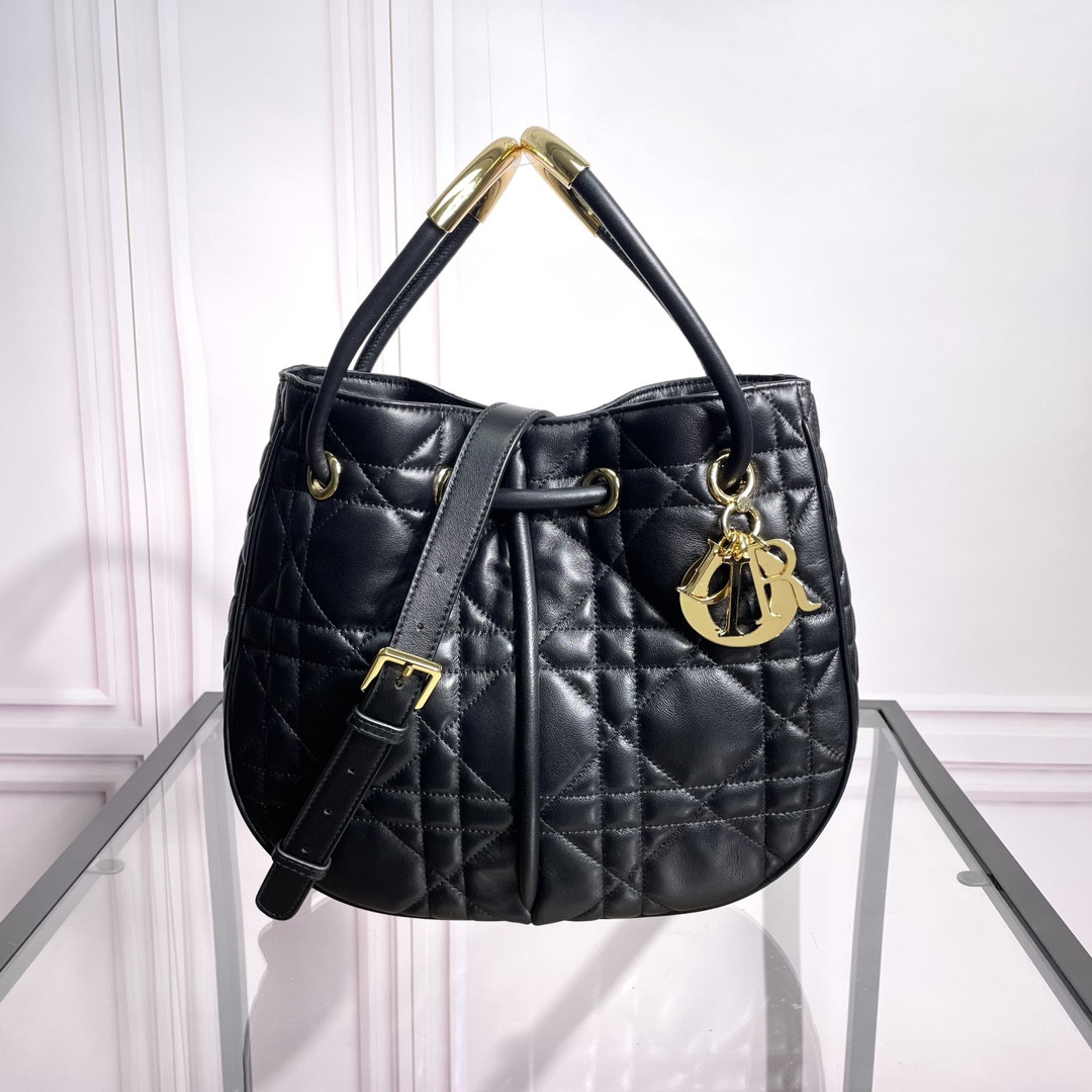 Medium D10r Nolita Bag Black Macrocannage Lambskin 10.5 x 10 x 2 inches