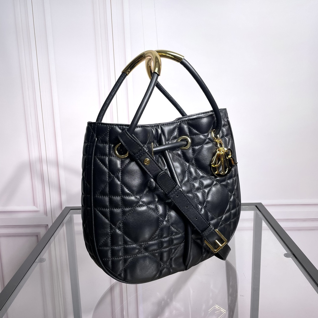 Medium D10r Nolita Bag Black Macrocannage Lambskin 10.5 x 10 x 2 inches