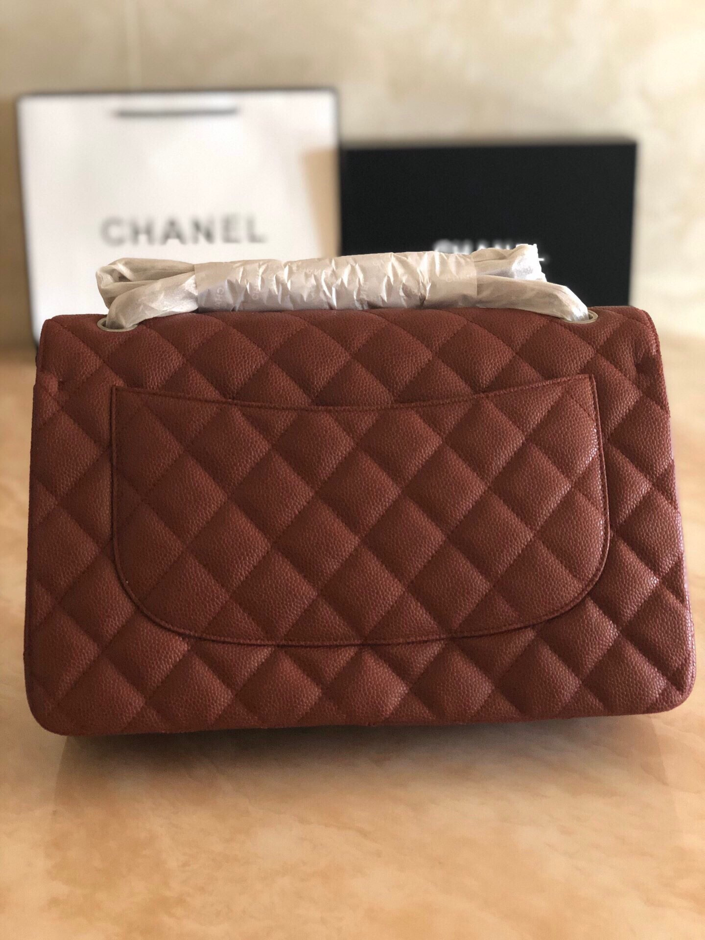 Ch**el Classic Flap Jumbo 30cm CF Silver Hardware 7.6 × 11.7 × 3.9 in
