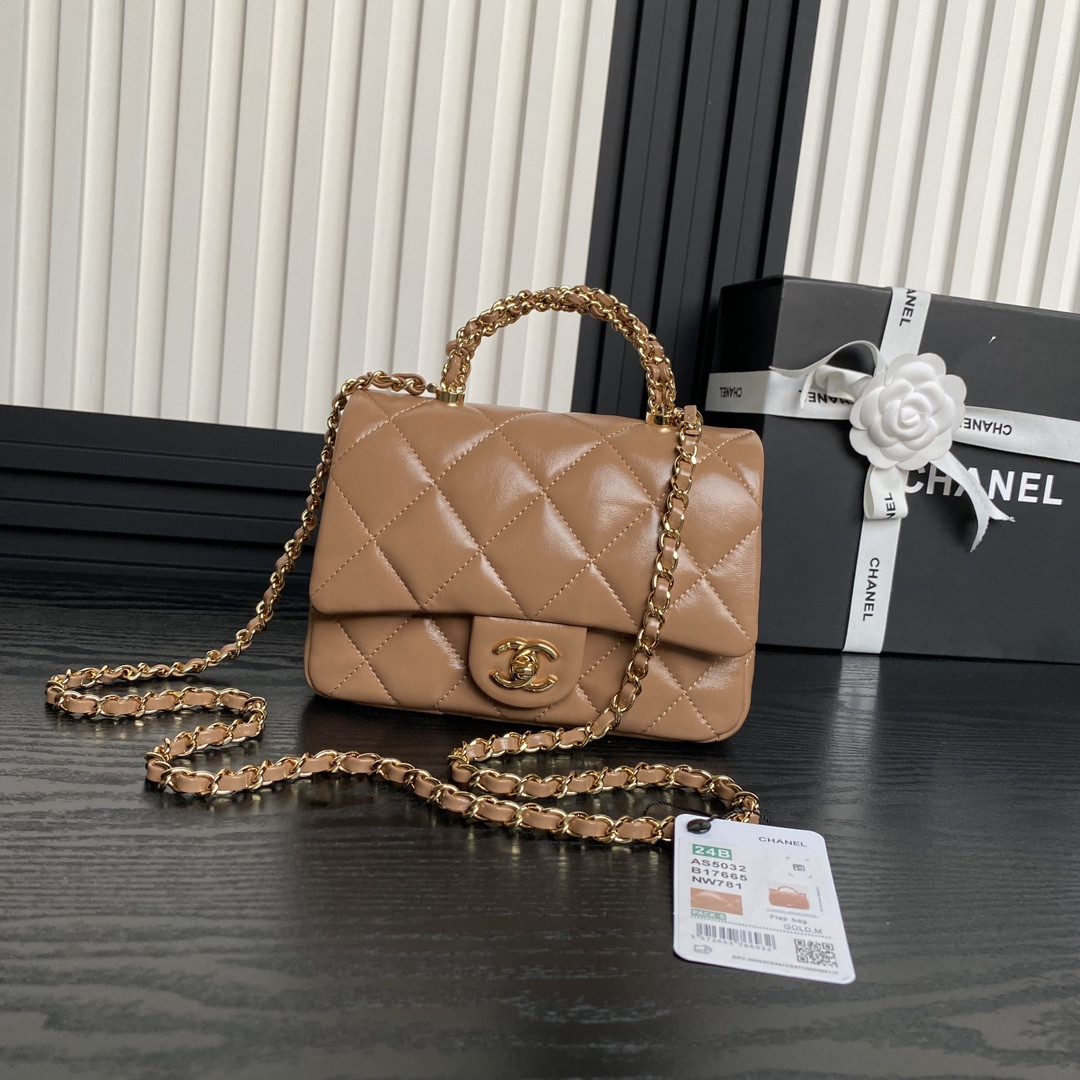 Ch**el MINI FLAP BAG WITH TOP HANDLE 14×19×8.5cm
