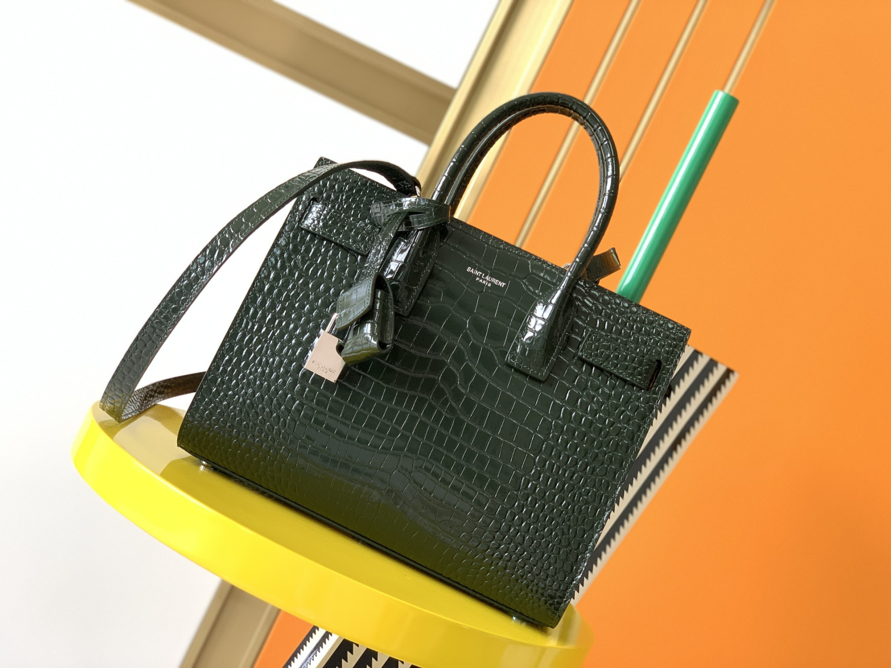 Y51 SAC DE JOUR IN EMBOSSED CROCODILE LEATHER - baby 26x13.5x12.5cm