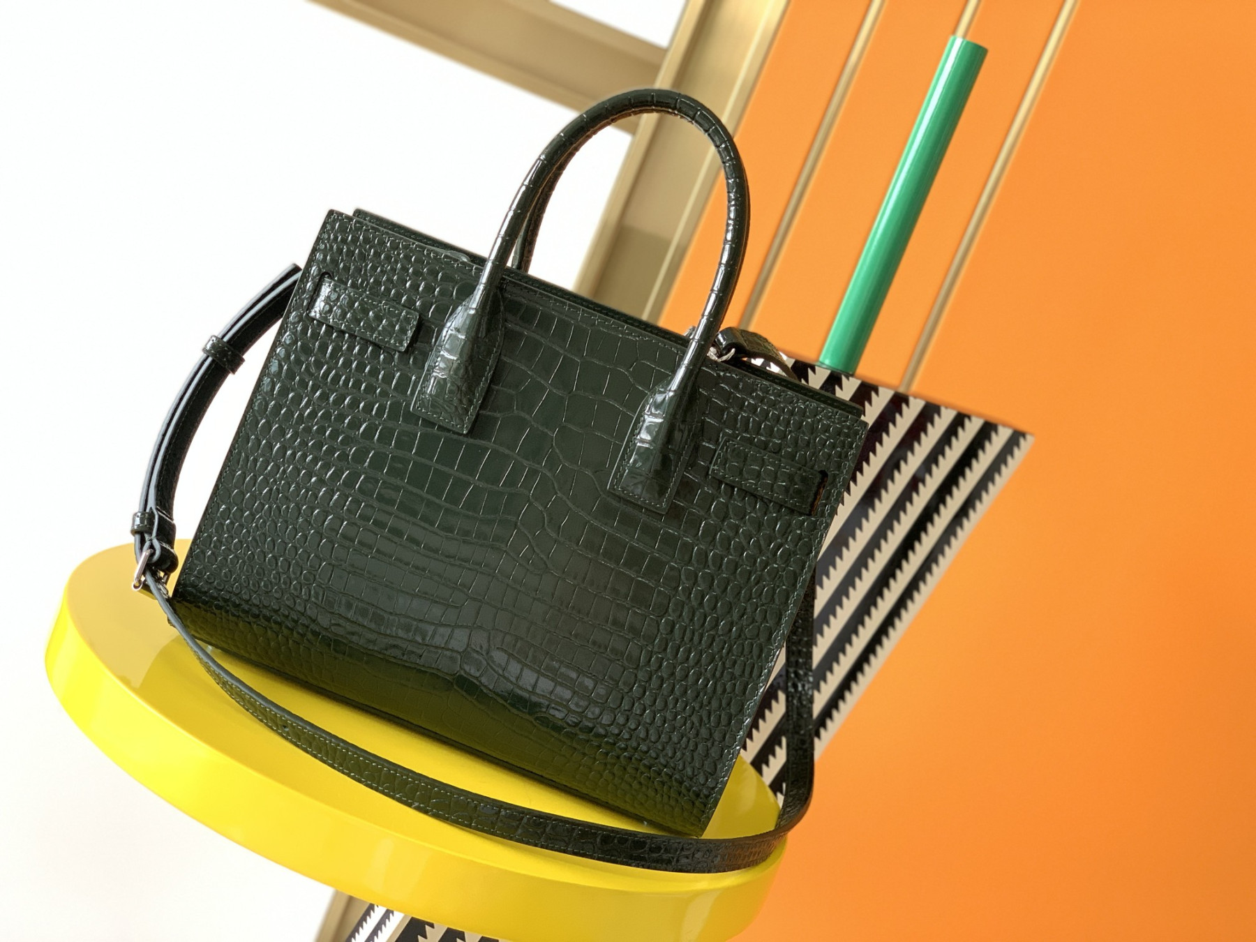 Y51 SAC DE JOUR IN EMBOSSED CROCODILE LEATHER - baby 26x13.5x12.5cm