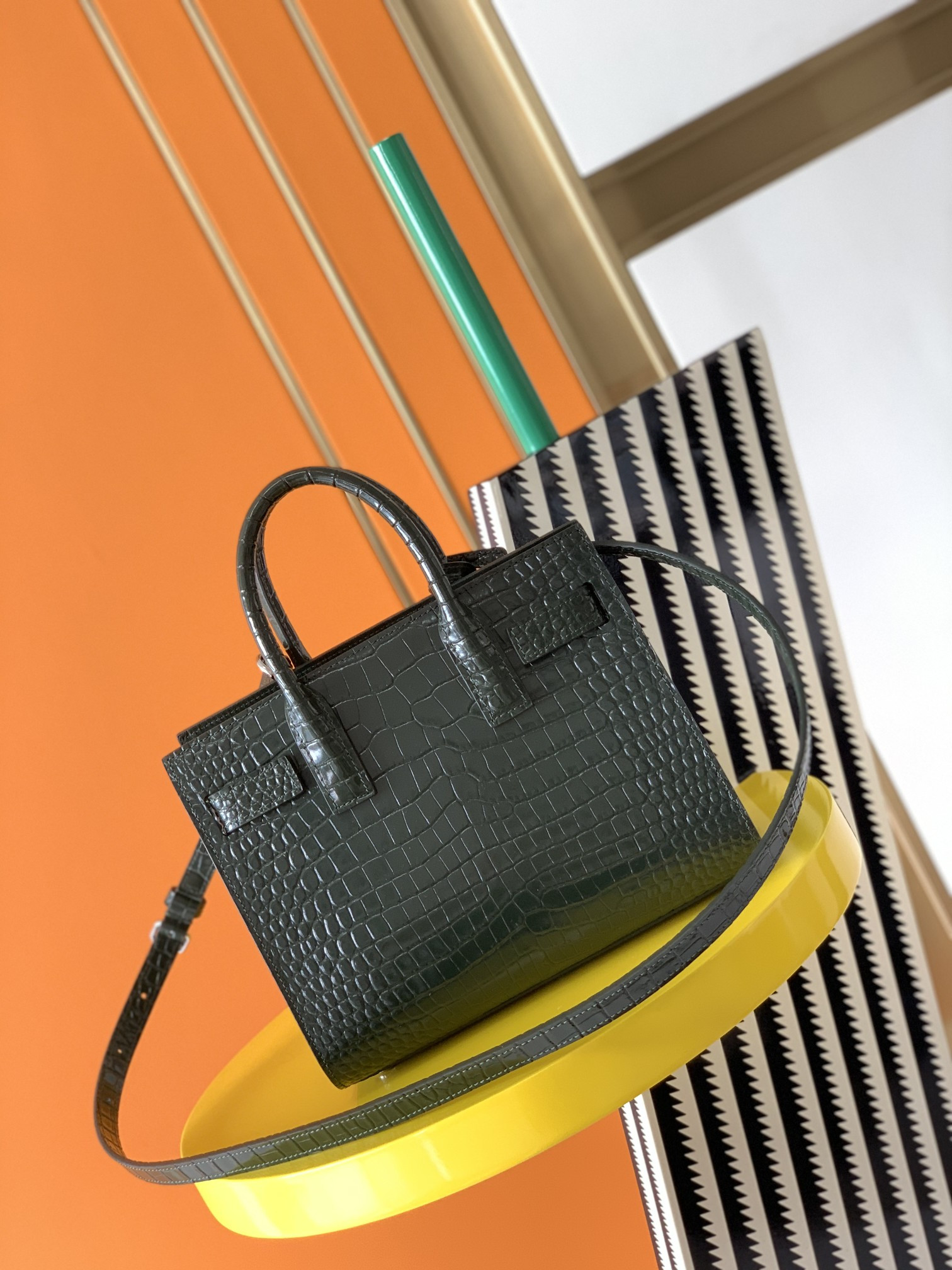 Y51 SAC DE JOUR IN CROCODILE EMBOSSED LEATHER - NANO 22x18x10.5cm