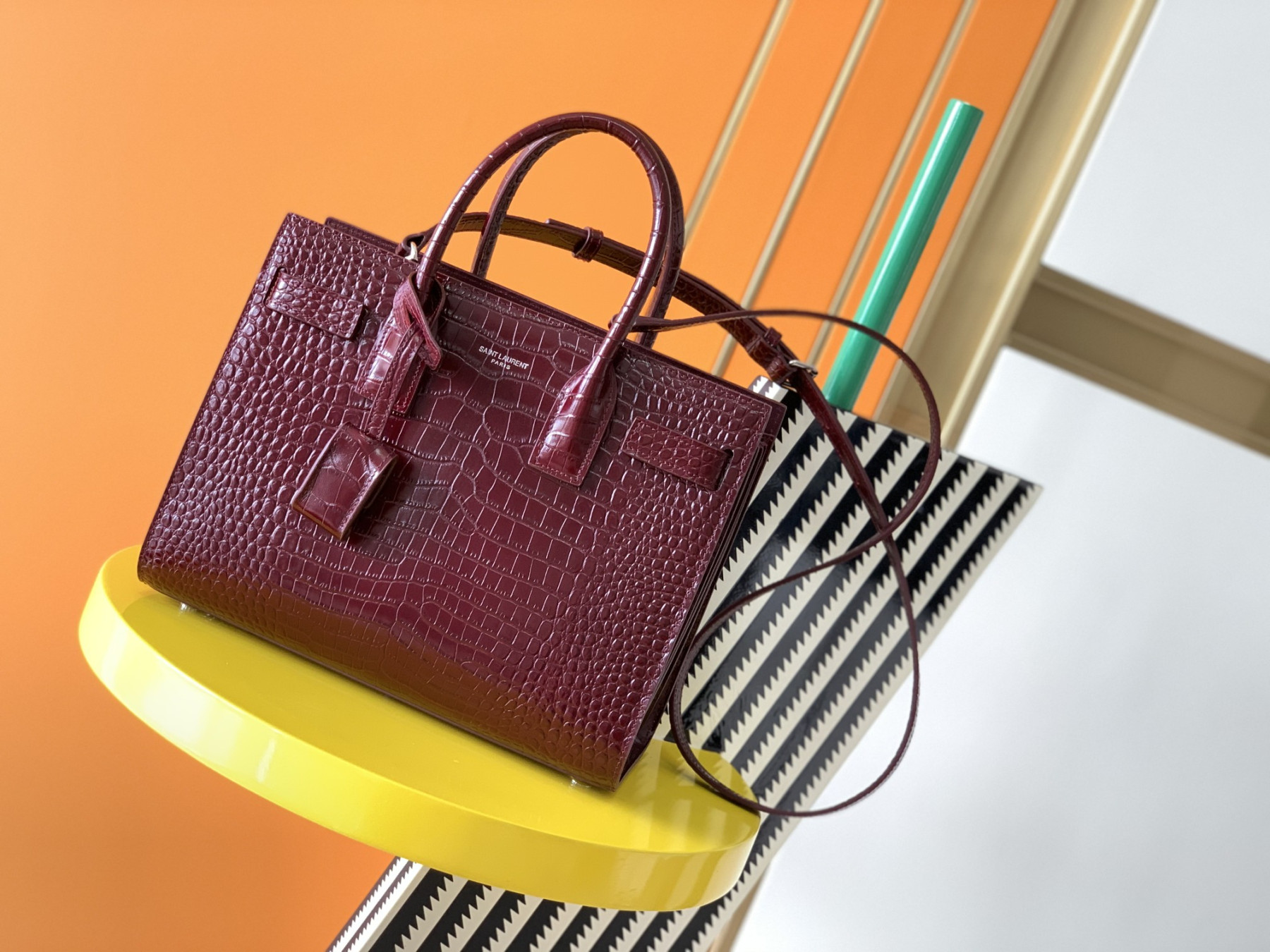 Y51 SAC DE JOUR IN EMBOSSED CROCODILE LEATHER - baby 26x13.5x12.5cm