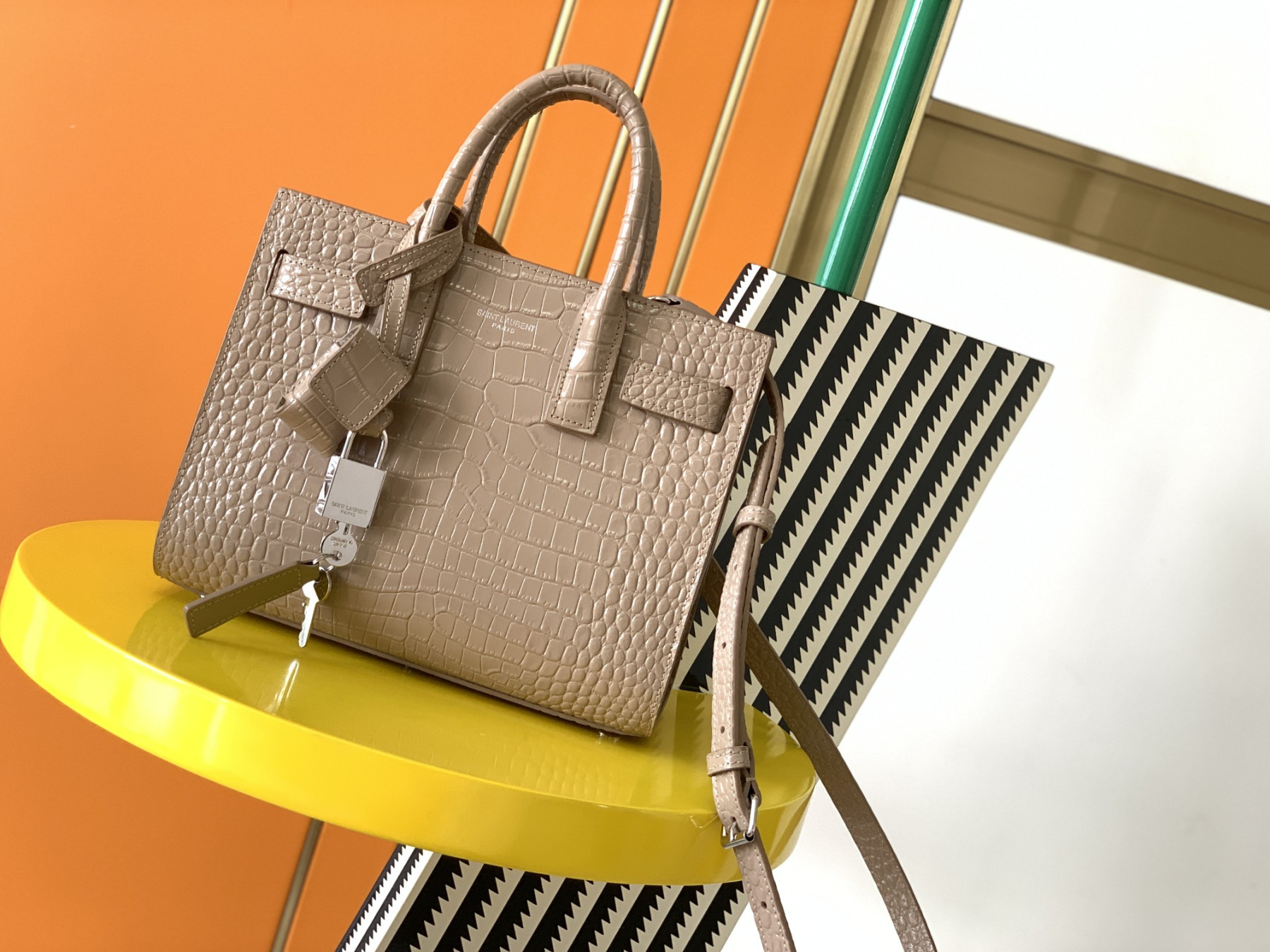 Y51 SAC DE JOUR IN CROCODILE EMBOSSED LEATHER - NANO 22x18x10.5cm