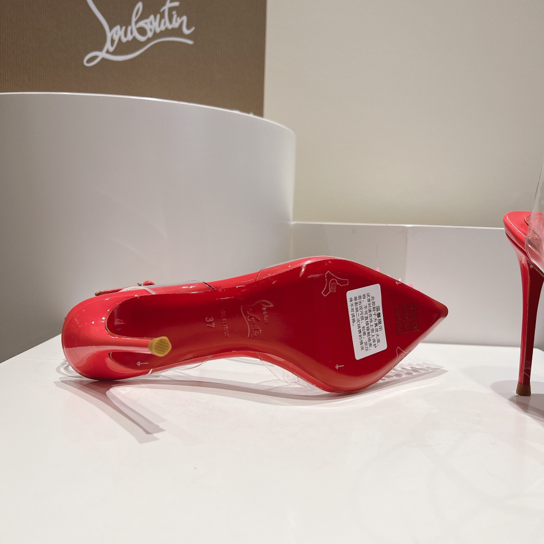 UA Chr1st1an Louboutin CL pointed toe high-heeled transparent studded sandals