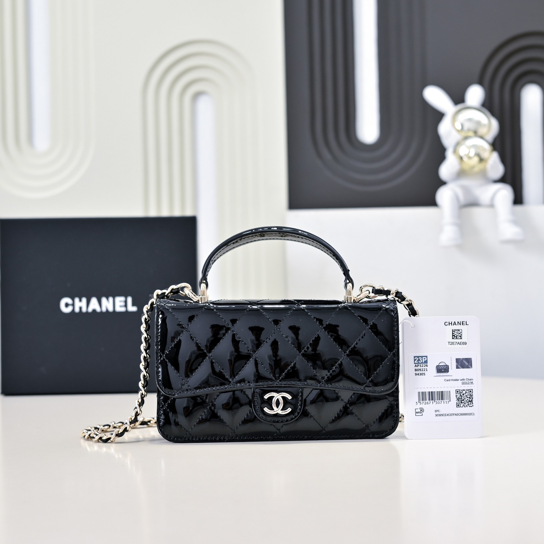 Ch**el classic handbag with top handle 17x10x4.5cm
