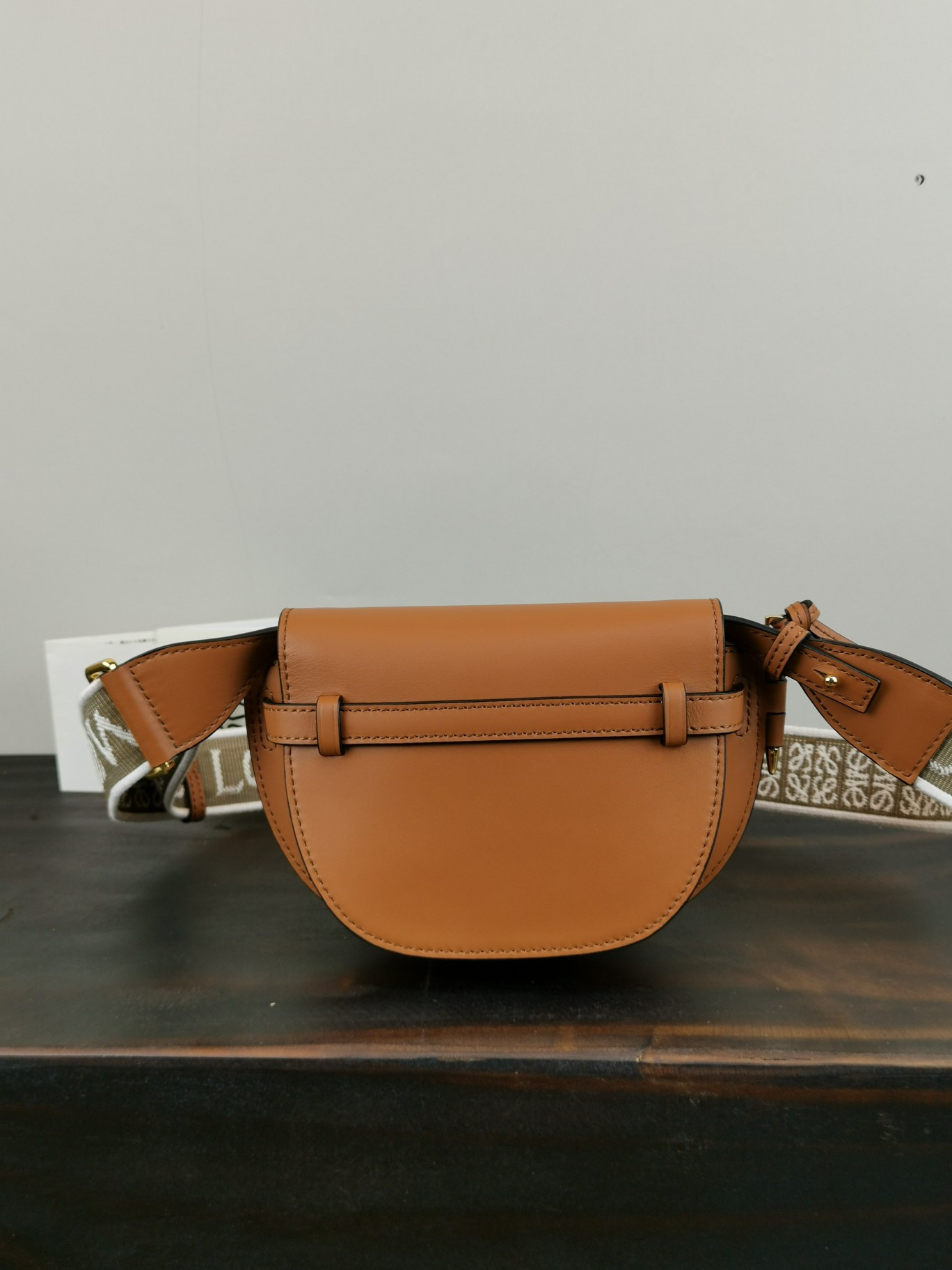 L0ew* Mini Gate Dual bag in soft calfskin and jacquard 21x12.5x9.5cm