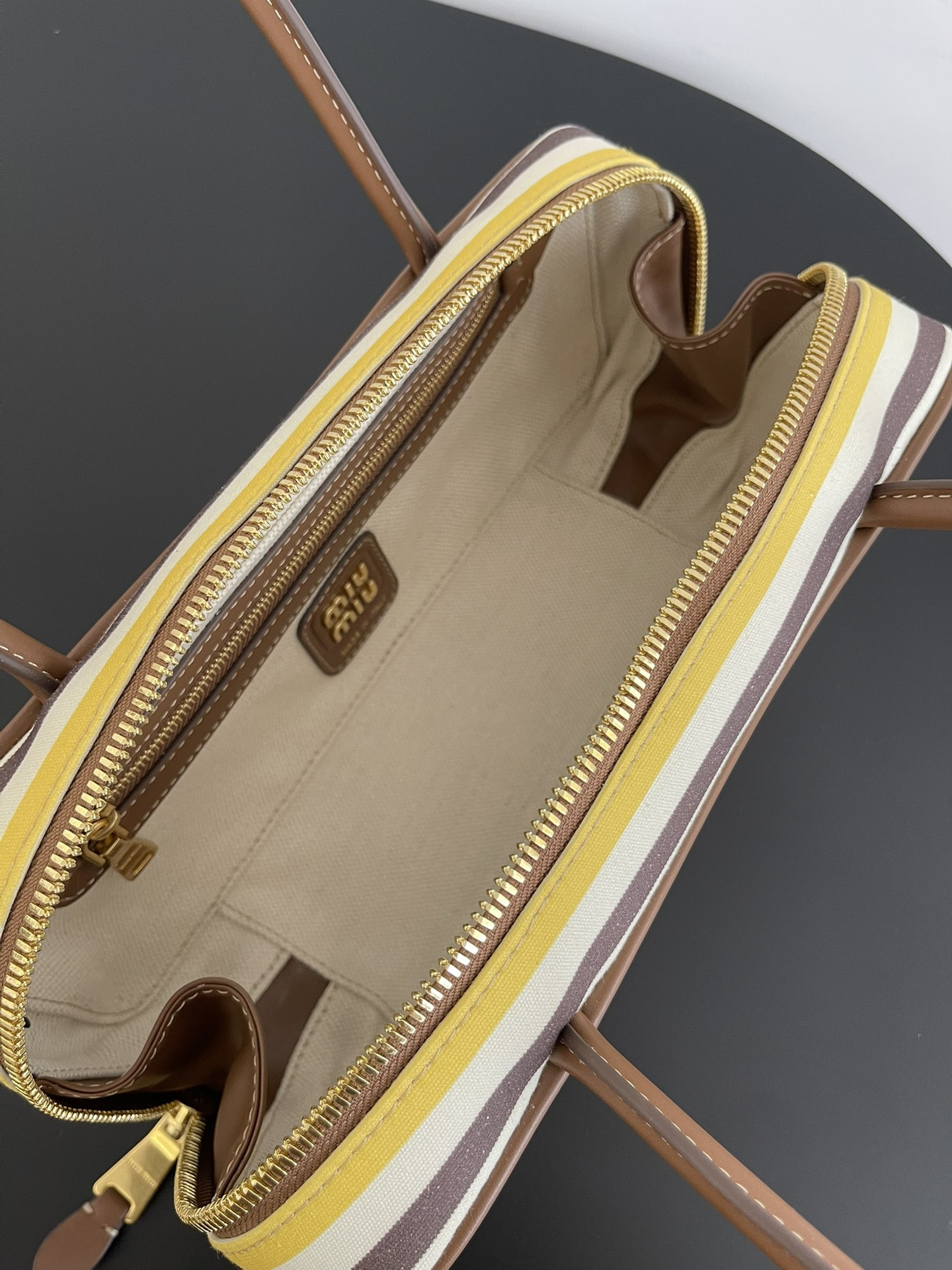 M1v M1v beau canvas and leather bag 11.5x28x8cm