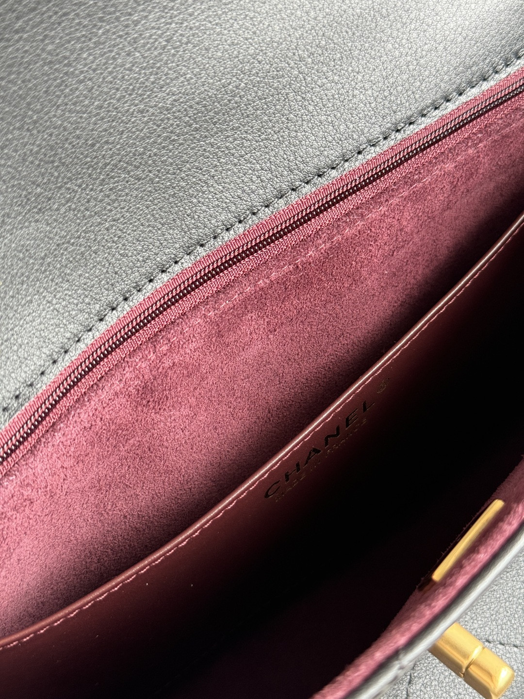 Ch**el Large Flap Bag with Top Handle Calfskin 20.5x28x9.5cm