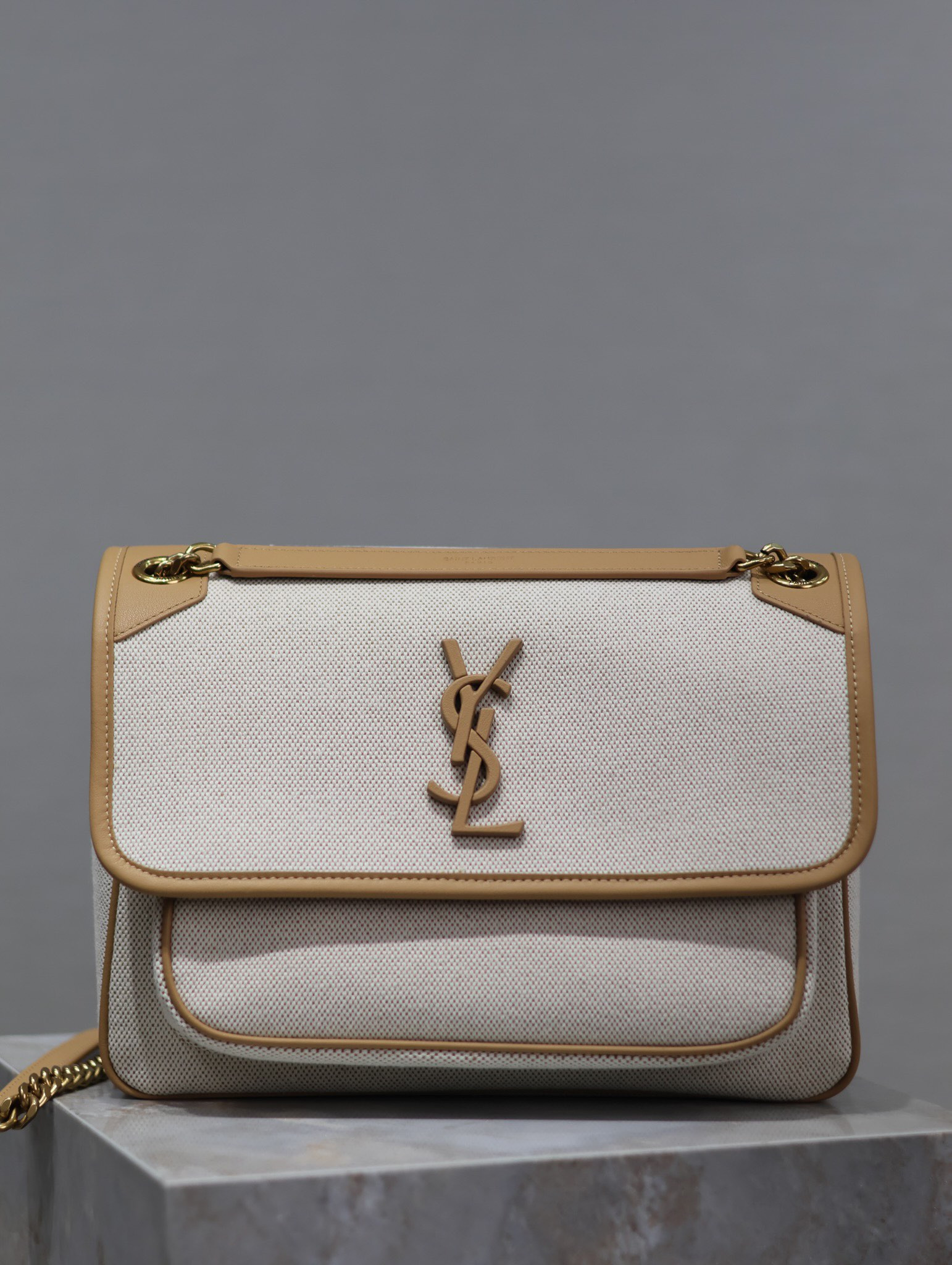 Y51 NIKI MEDIUM IN Calfskin Cotton and Linen 28x20x8.5cm