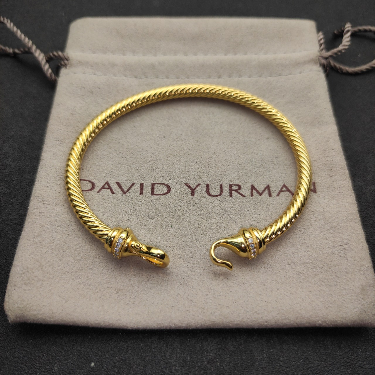 dau1d Yvrm*n 4mm gold hook with d1am0nds bracelet(wrist circumference 16-20cm)