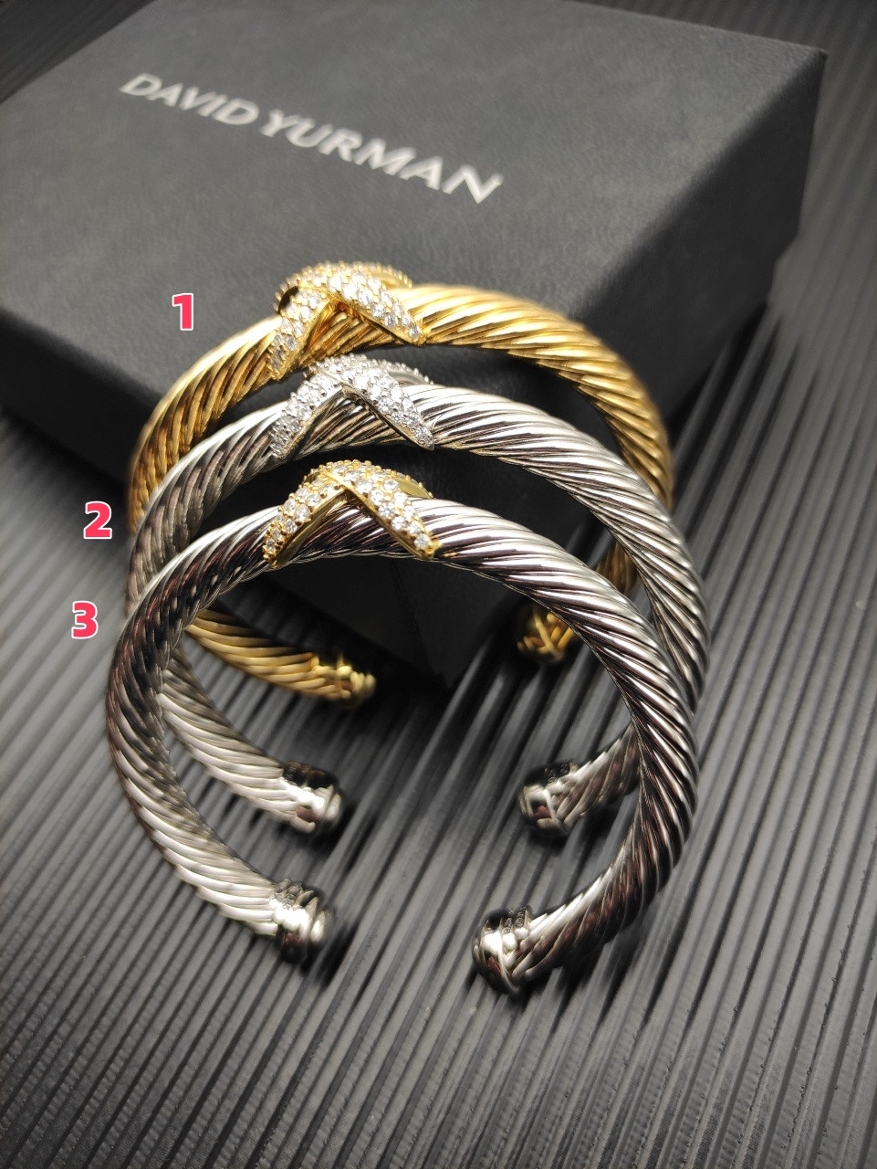 dau1d Yvrm*n color separation 7mm d1am0nd single x bracelet(wrist circumference 16-20cm)